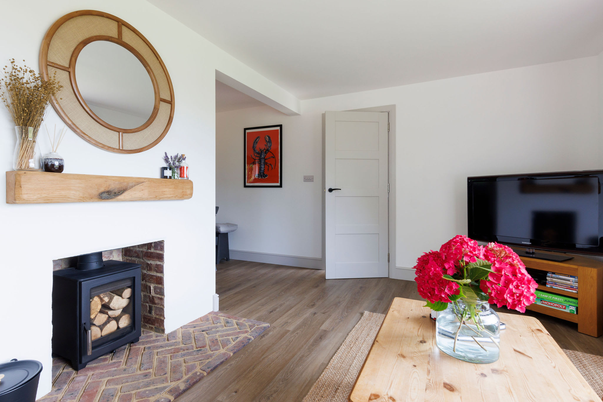 Warm up by the fireplace in our inviting living room