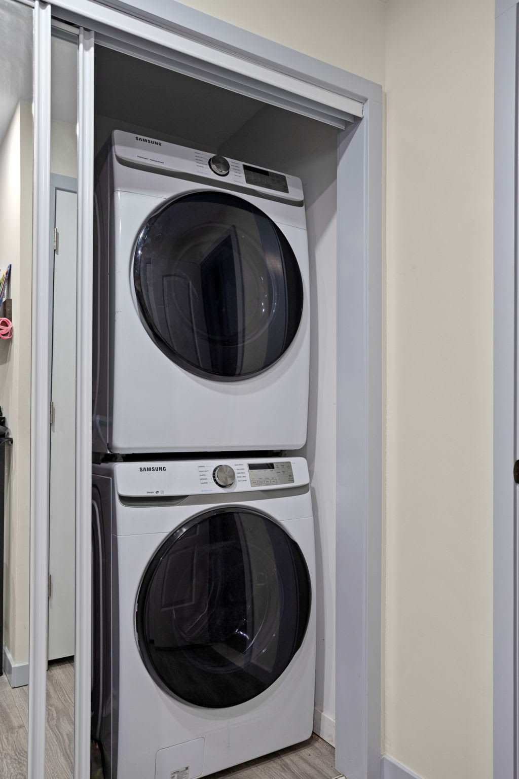 No need to overpack, this home comes with a full-size, stacked Samsung washer and dryer to keep your clothes fresh and ready for adventure.