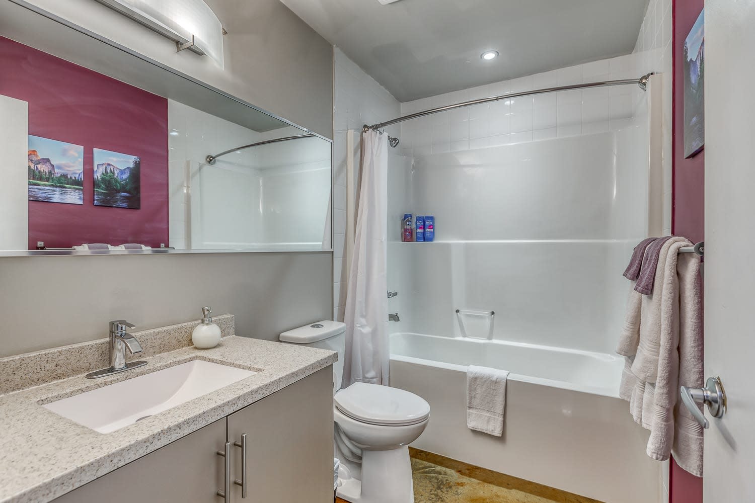 Spacious And Stylish Bathroom With Relaxing Tub