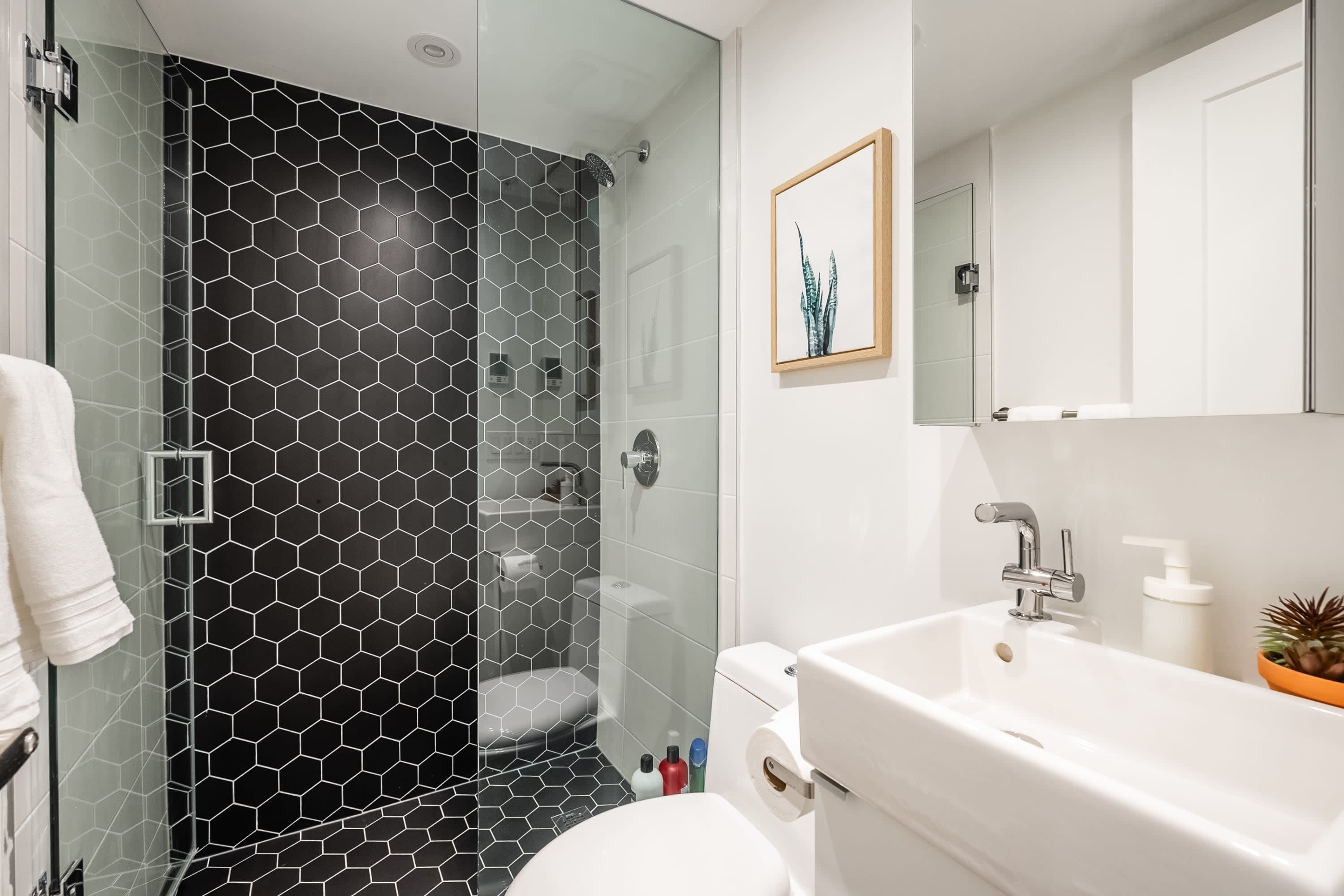 Full modern bathroom with standing shower