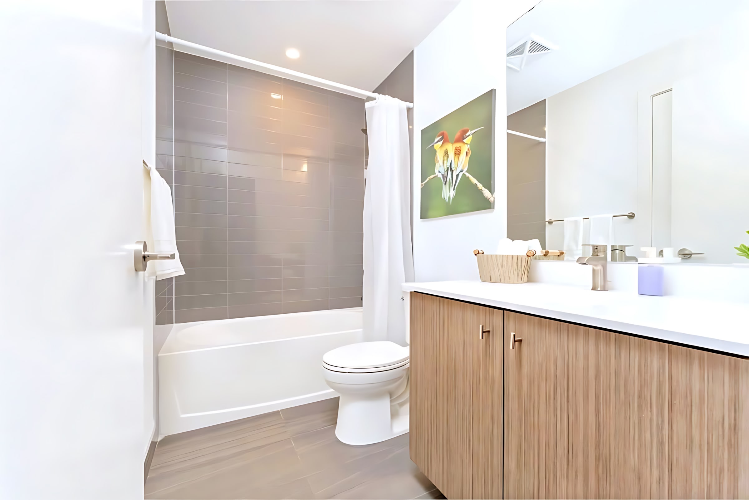 Modern Bathroom with Shower-in-Tub Design