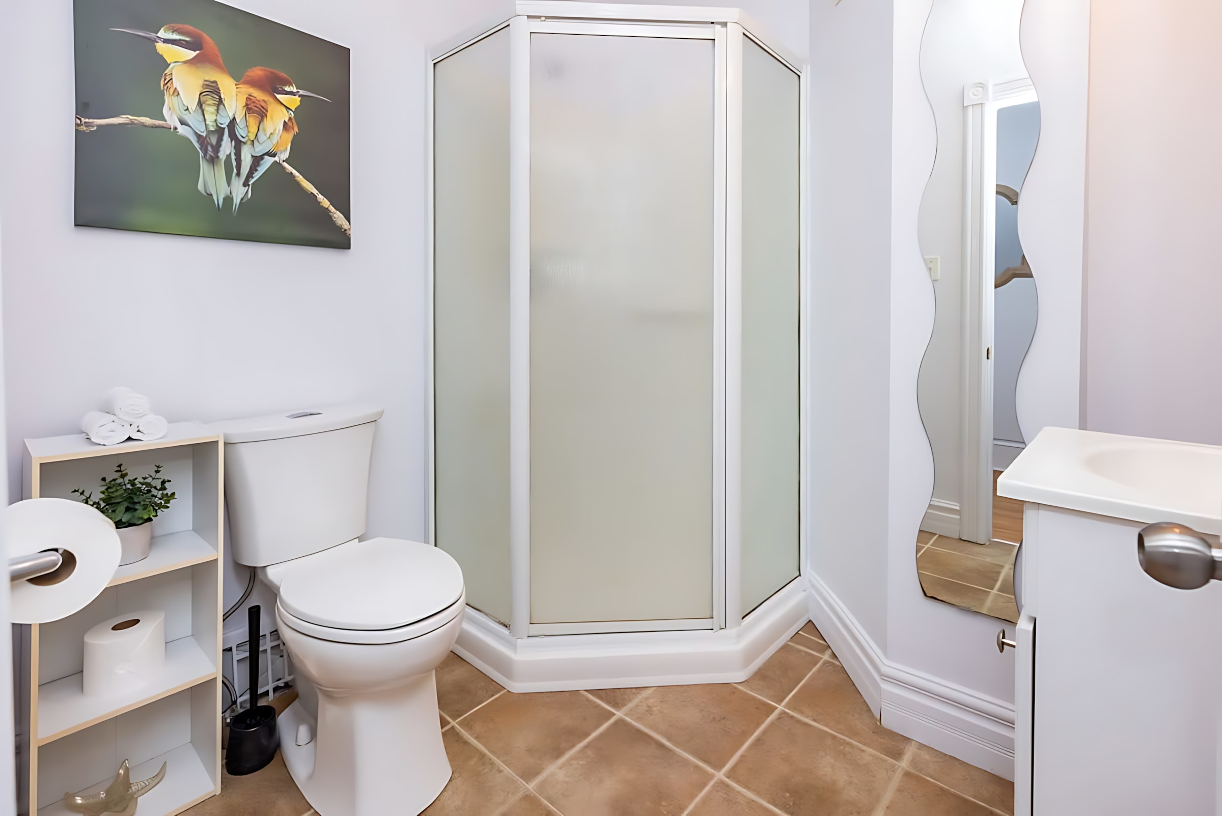 Modern bathroom with standing shower