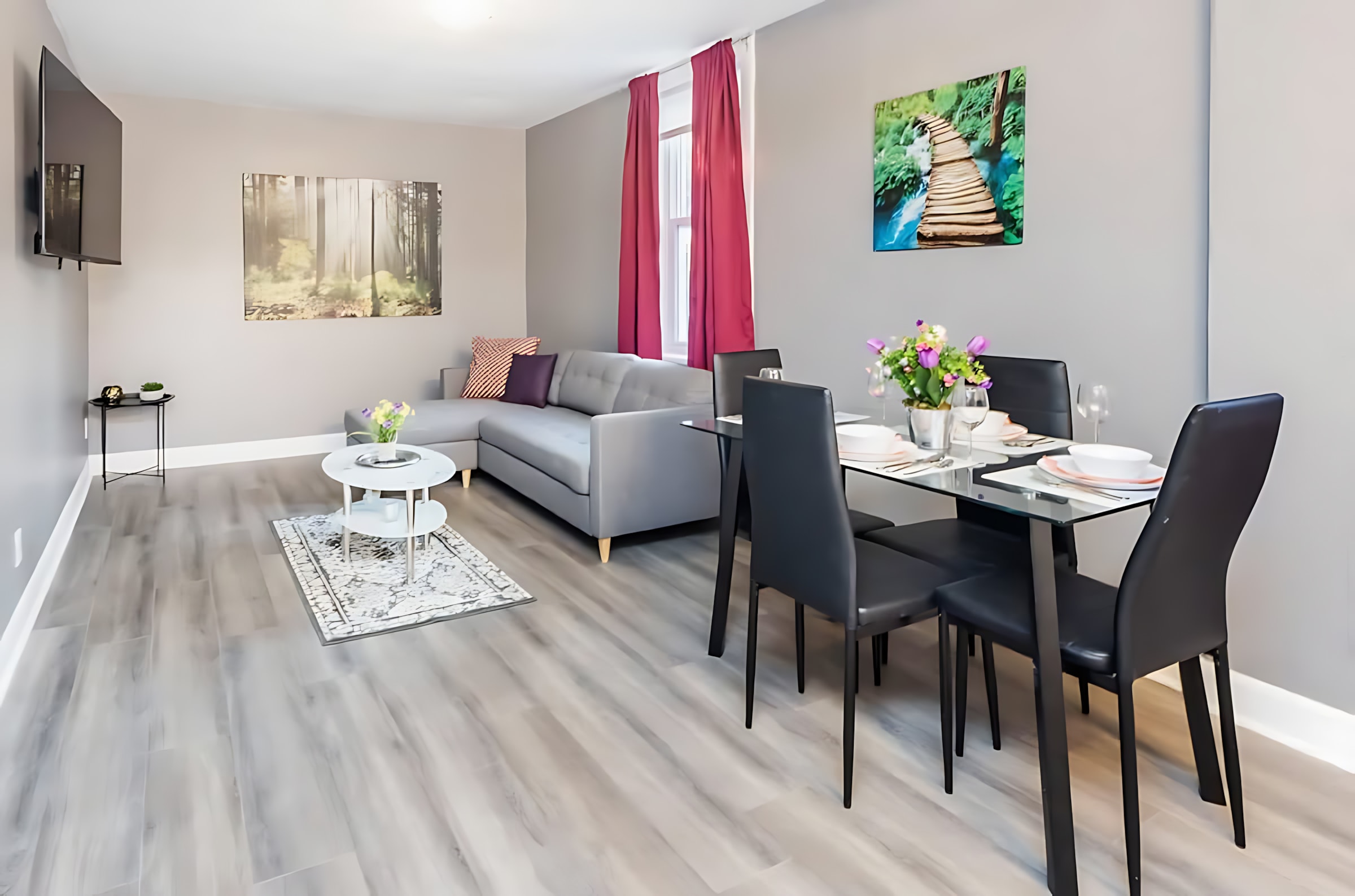 Open-layout Living Room and Dining Area