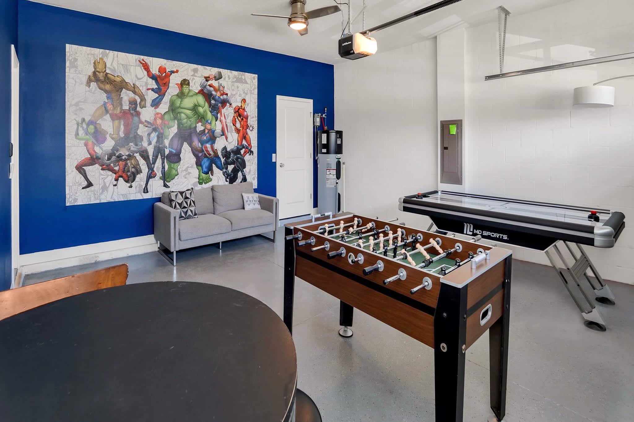 Games Room with Foosball and Air Hockey