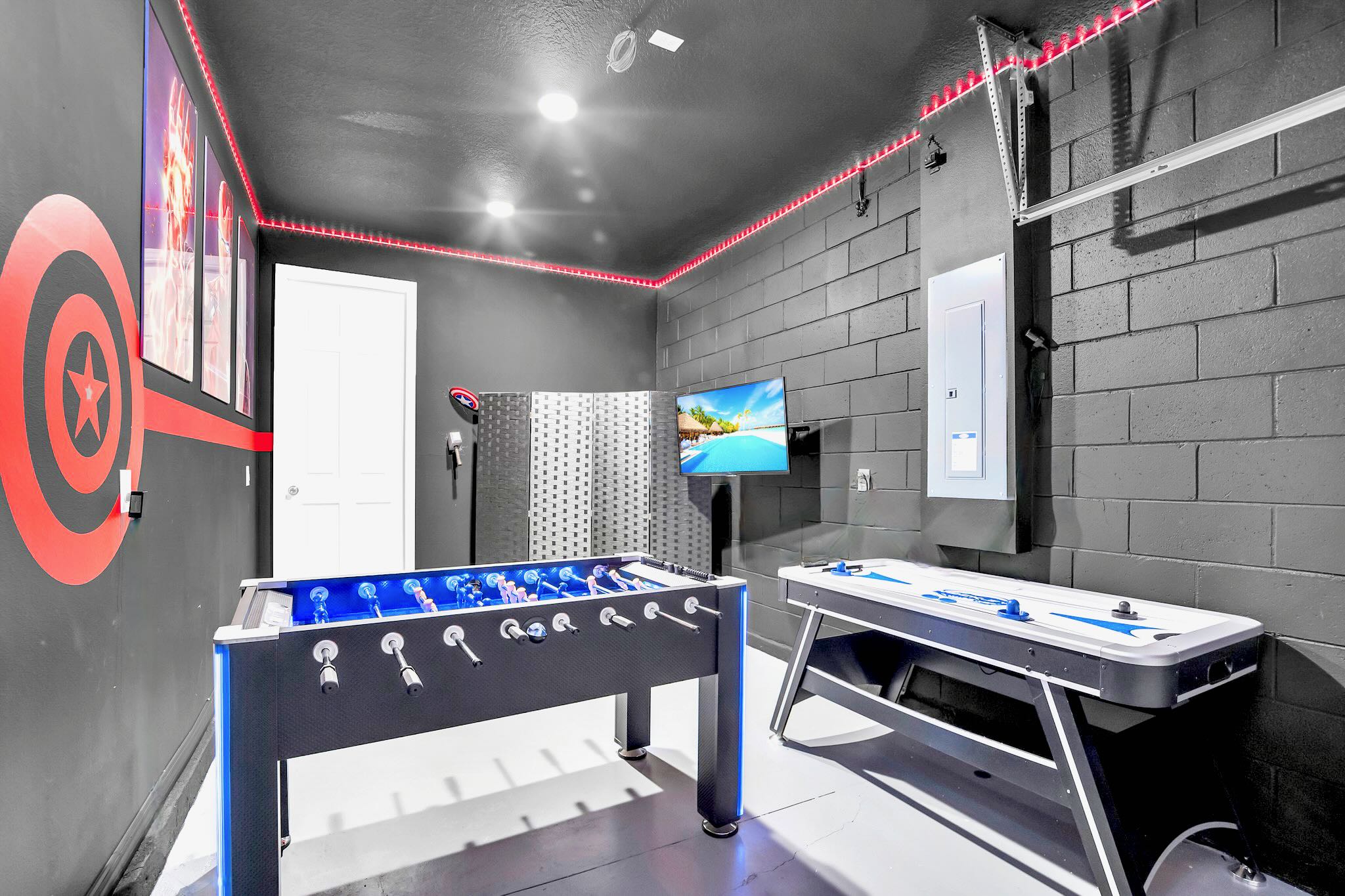 Garage-turned-games-room