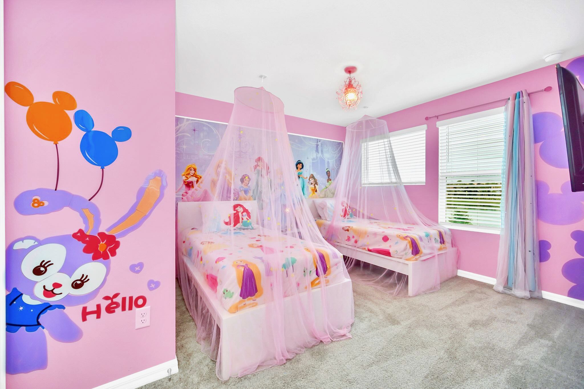 Playful Bedroom With Bright Pink Accents And Fun Hello Kitty Theme