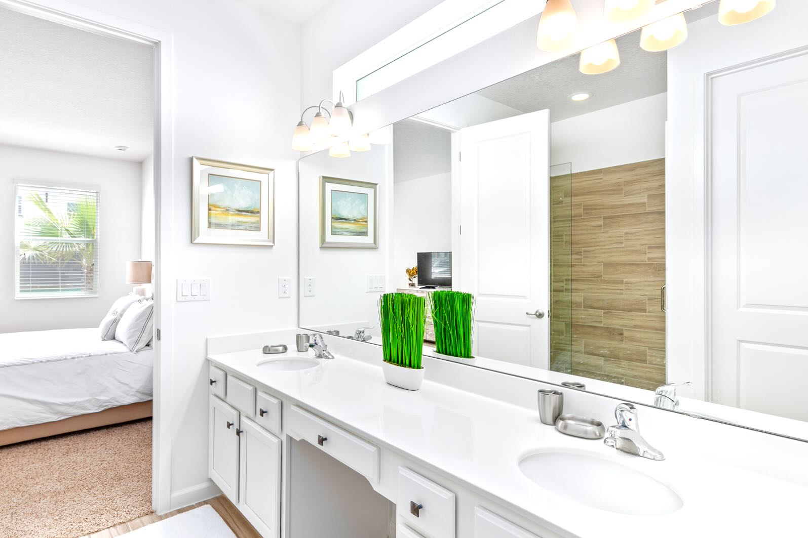 Bright Bathroom With Modern Finishes And Elegant Countertops