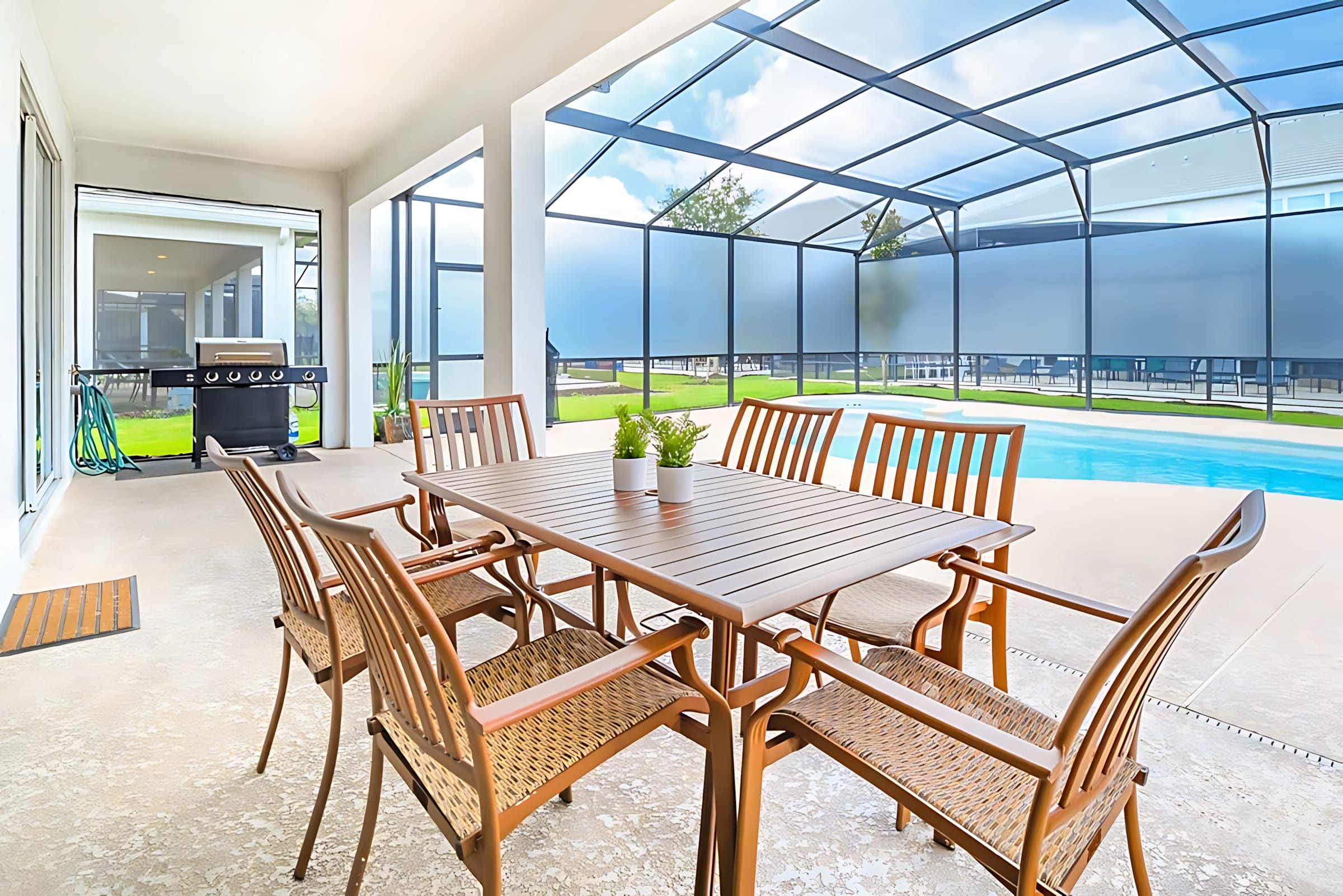 Poolside Dining Table and BBQ Grill