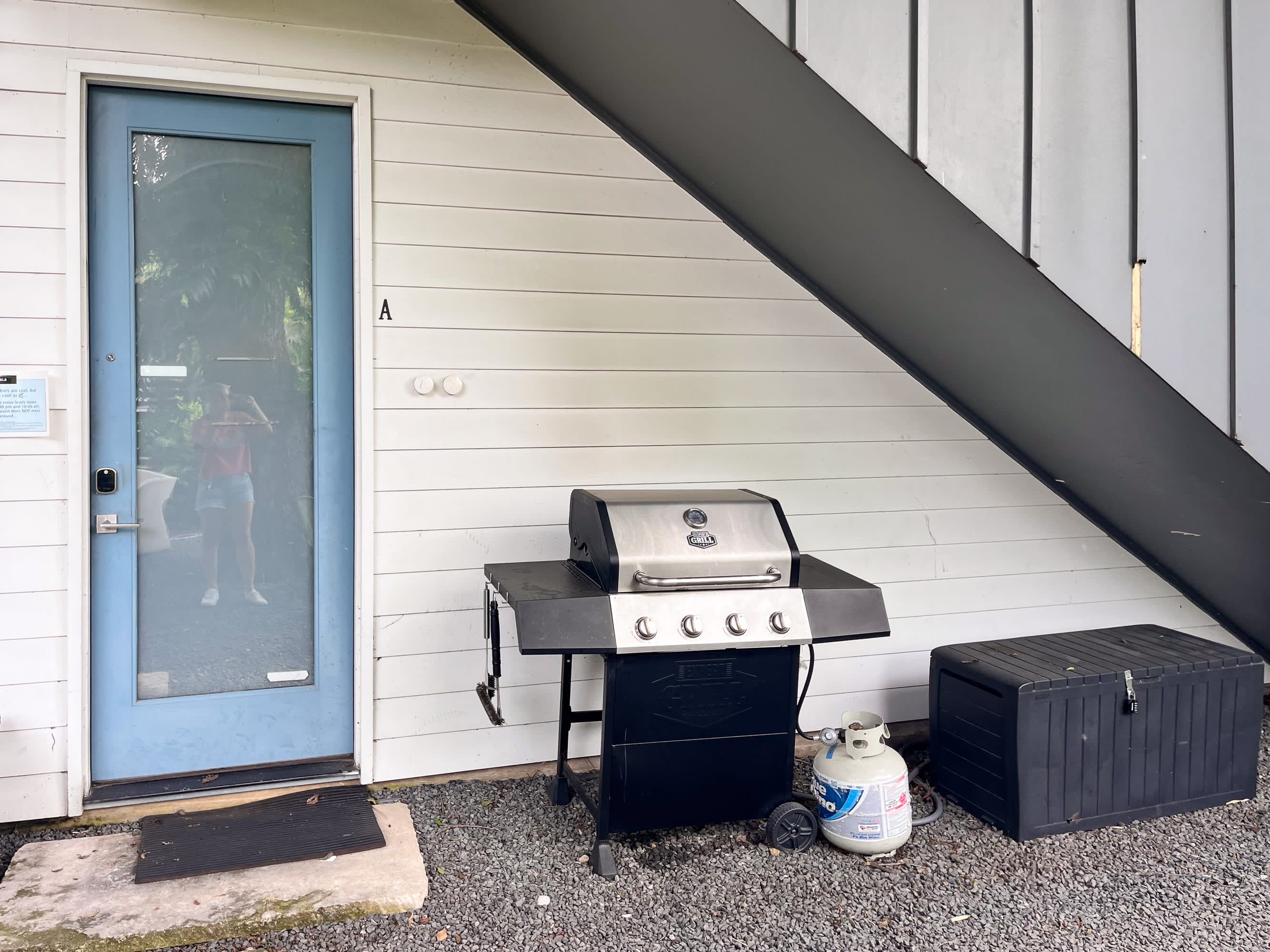 Outdoor Area With a Grill Setup.