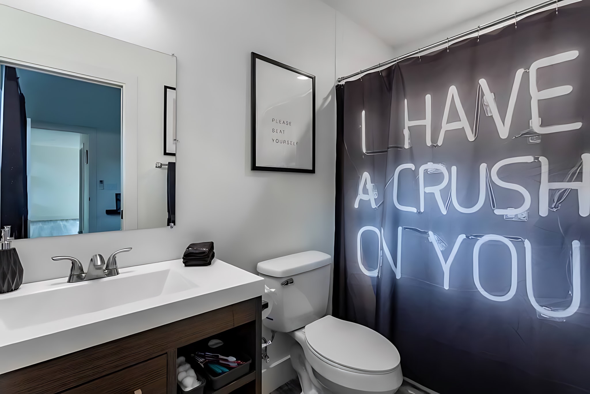 Cozy Bathroom With Playful Decor And Natural Light