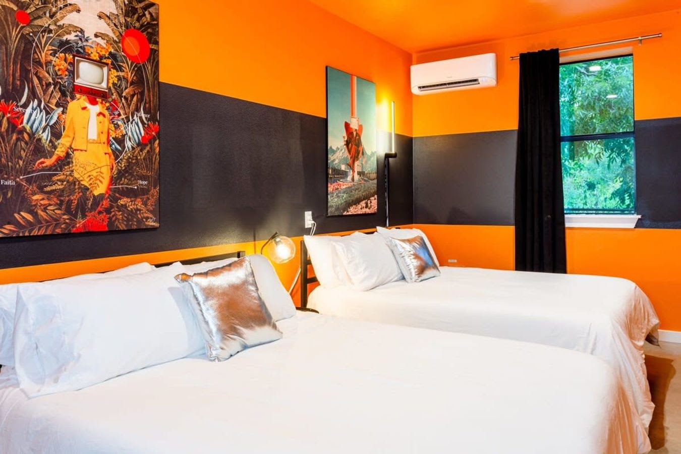 Spacious Room With Two Queen Beds, A/C, And Stylish Decor