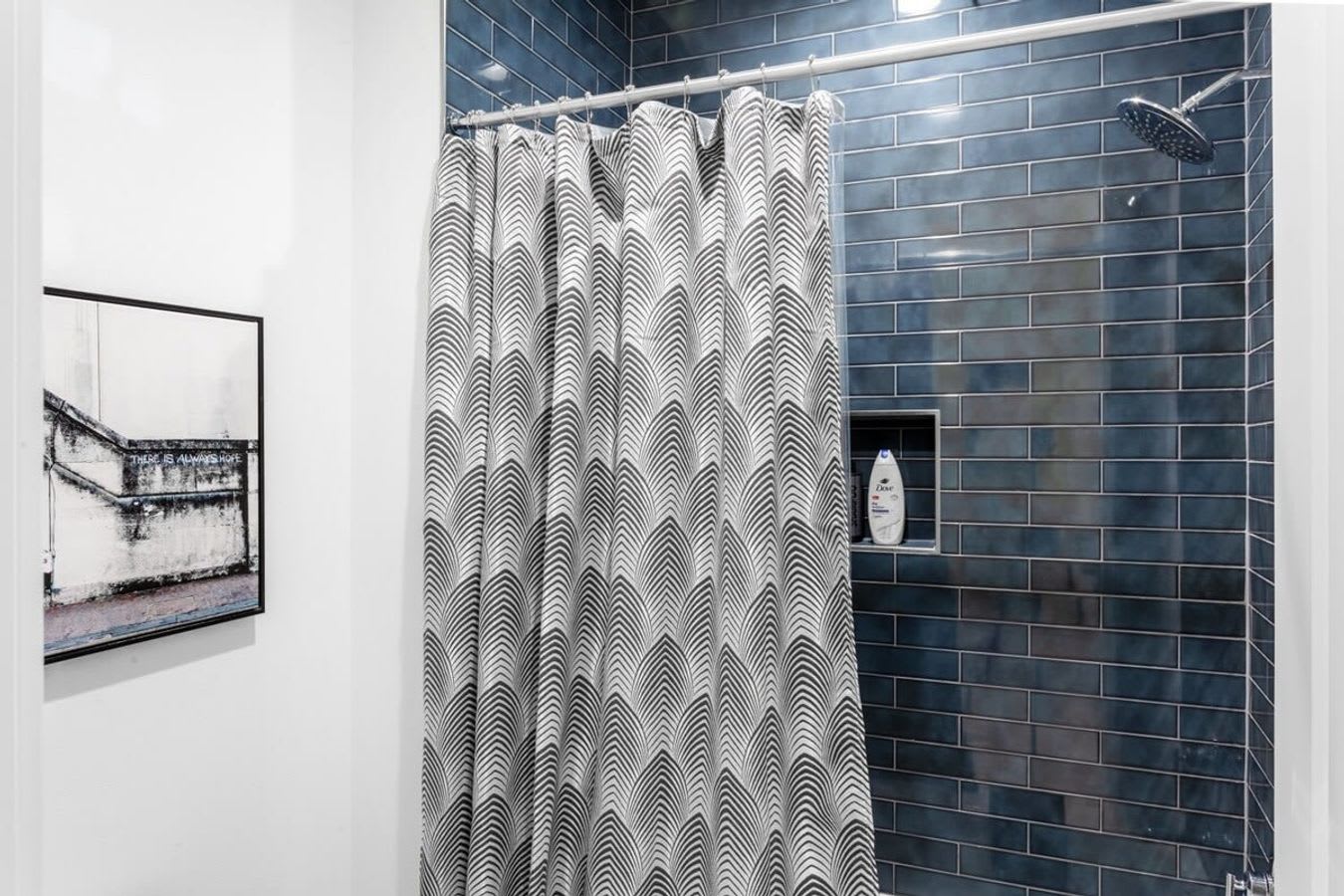 Refreshing Shower Space With Distinctive Tilework