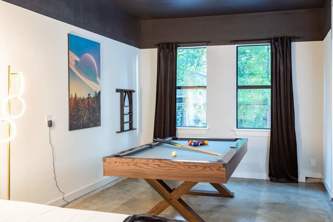 Game Room With A Pool Table, Perfect For Indoor Entertainment