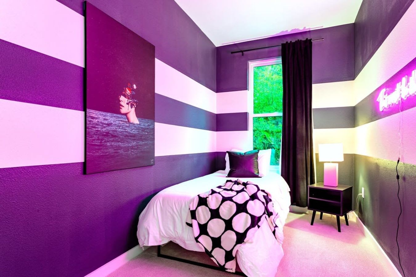 Vibrant Single Bedroom With Artistic Decor