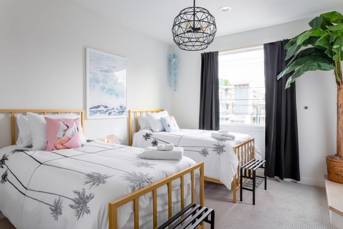 Bright Room Featuring Twin Beds