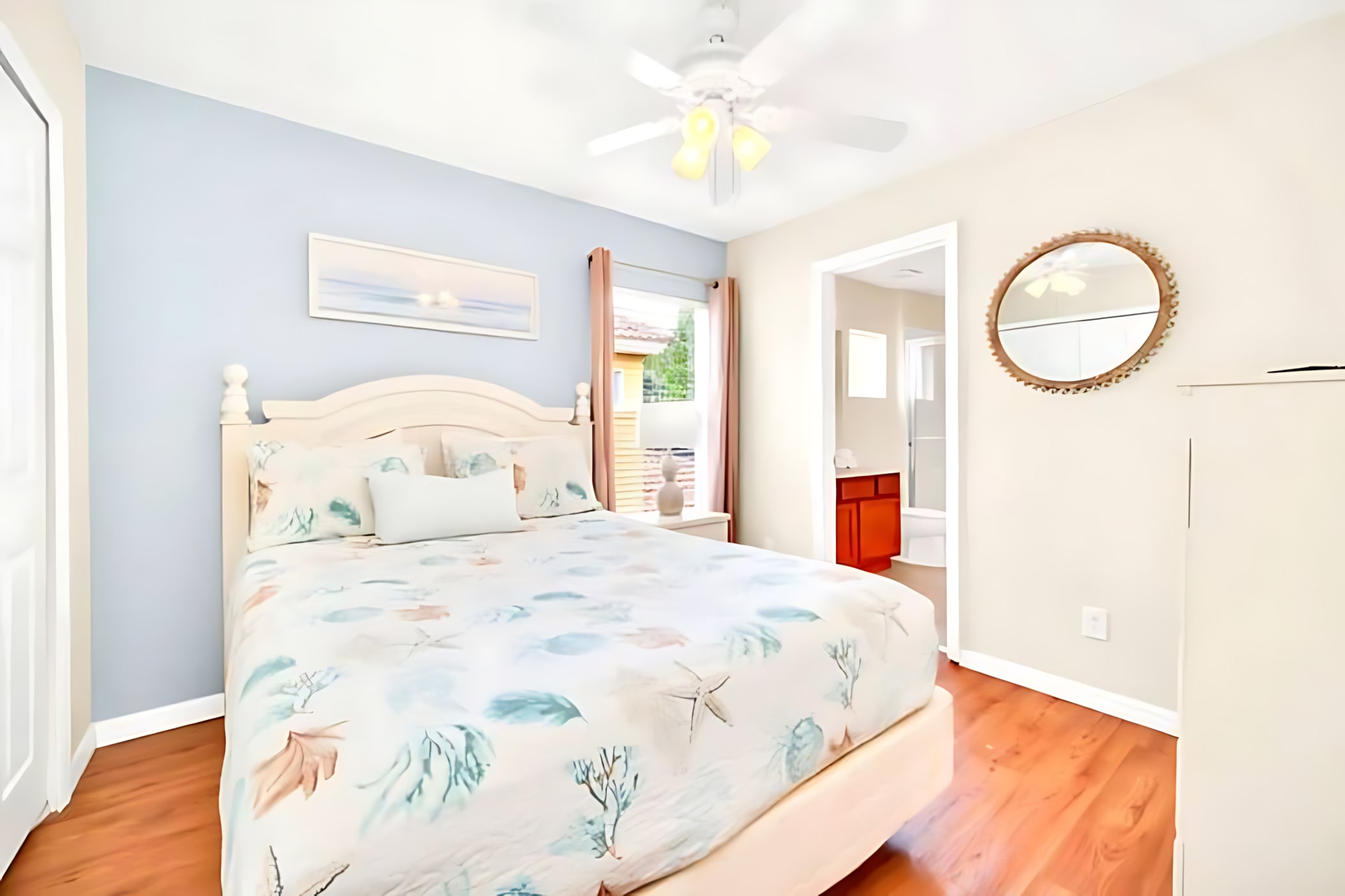 Queen Bedroom With Serene Decor And Garden Views