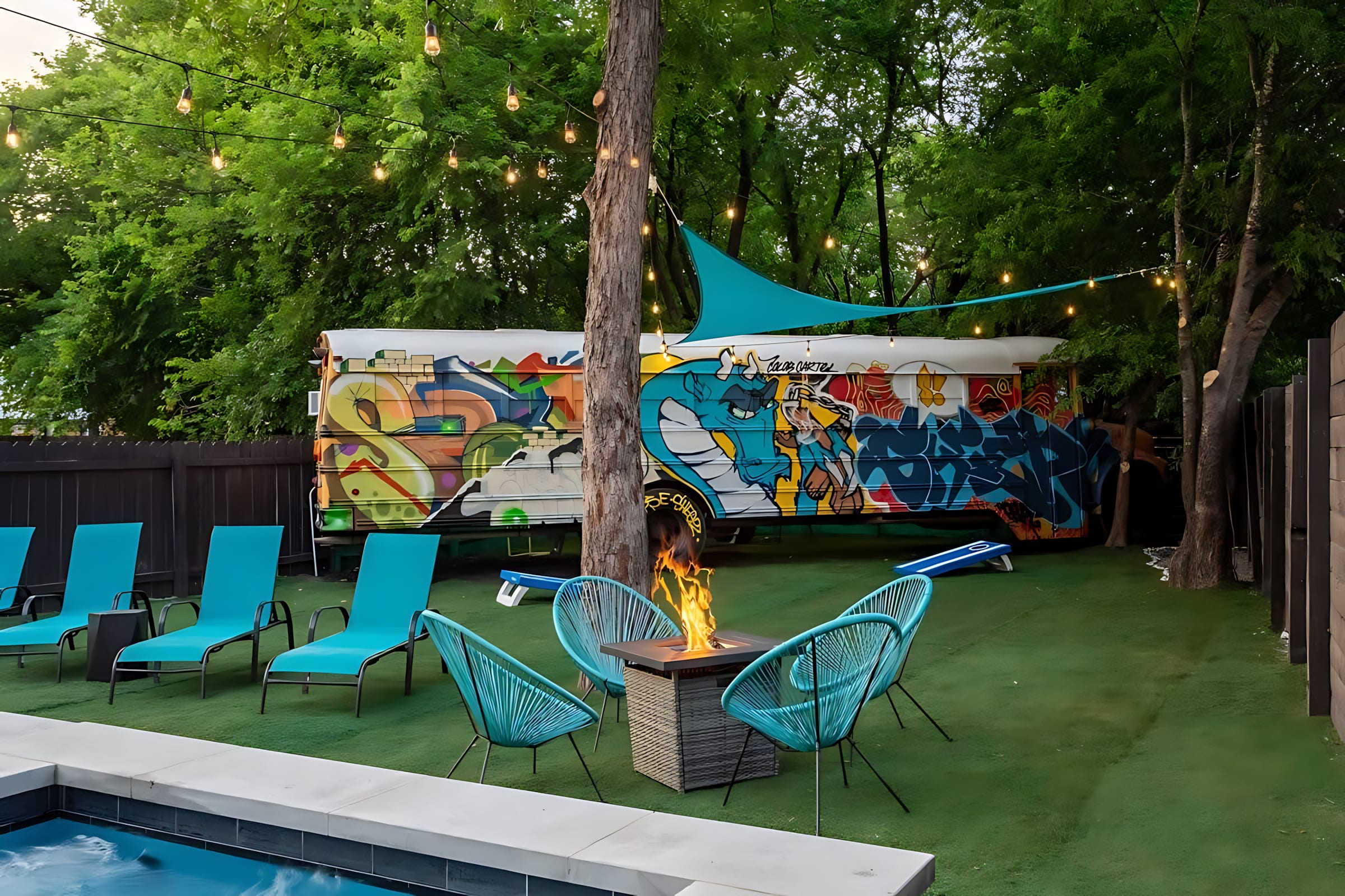 Chill Vibes By The Fire Pit With A Unique Graffiti Backdrop