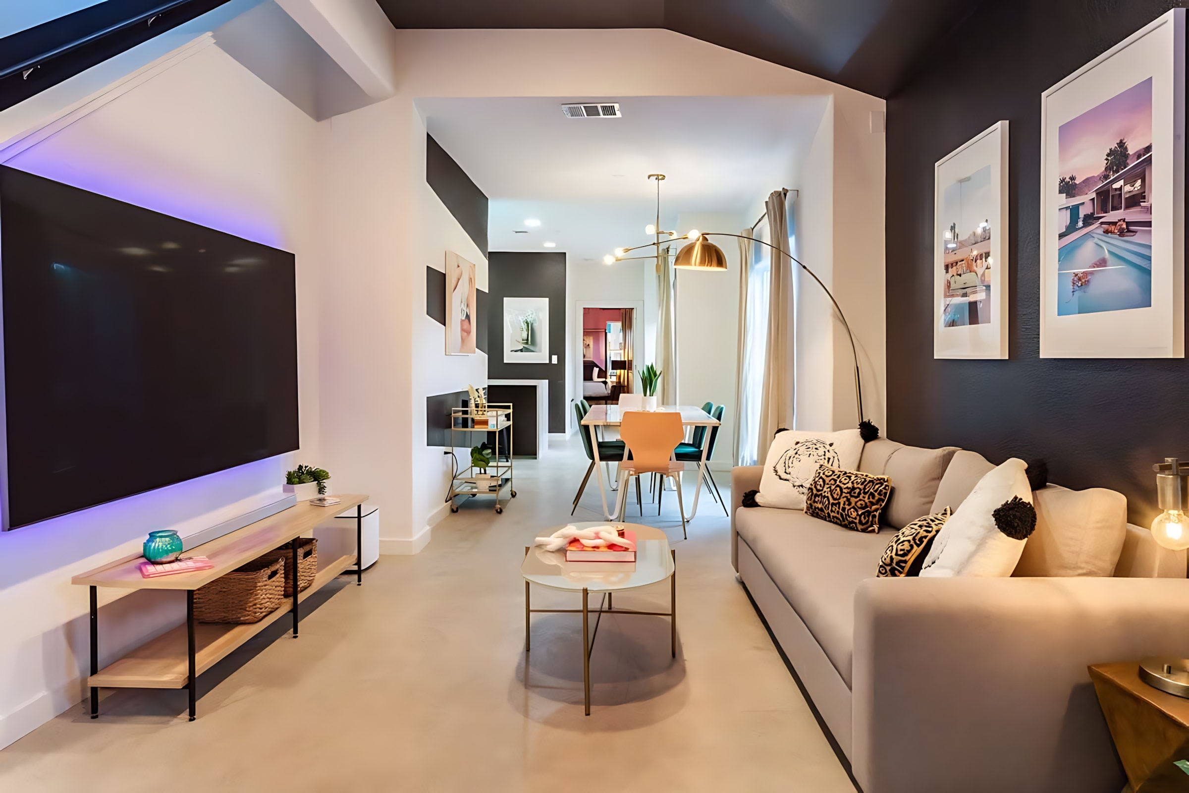 Stylish Living Room With A Smart TV For Your Entertainment