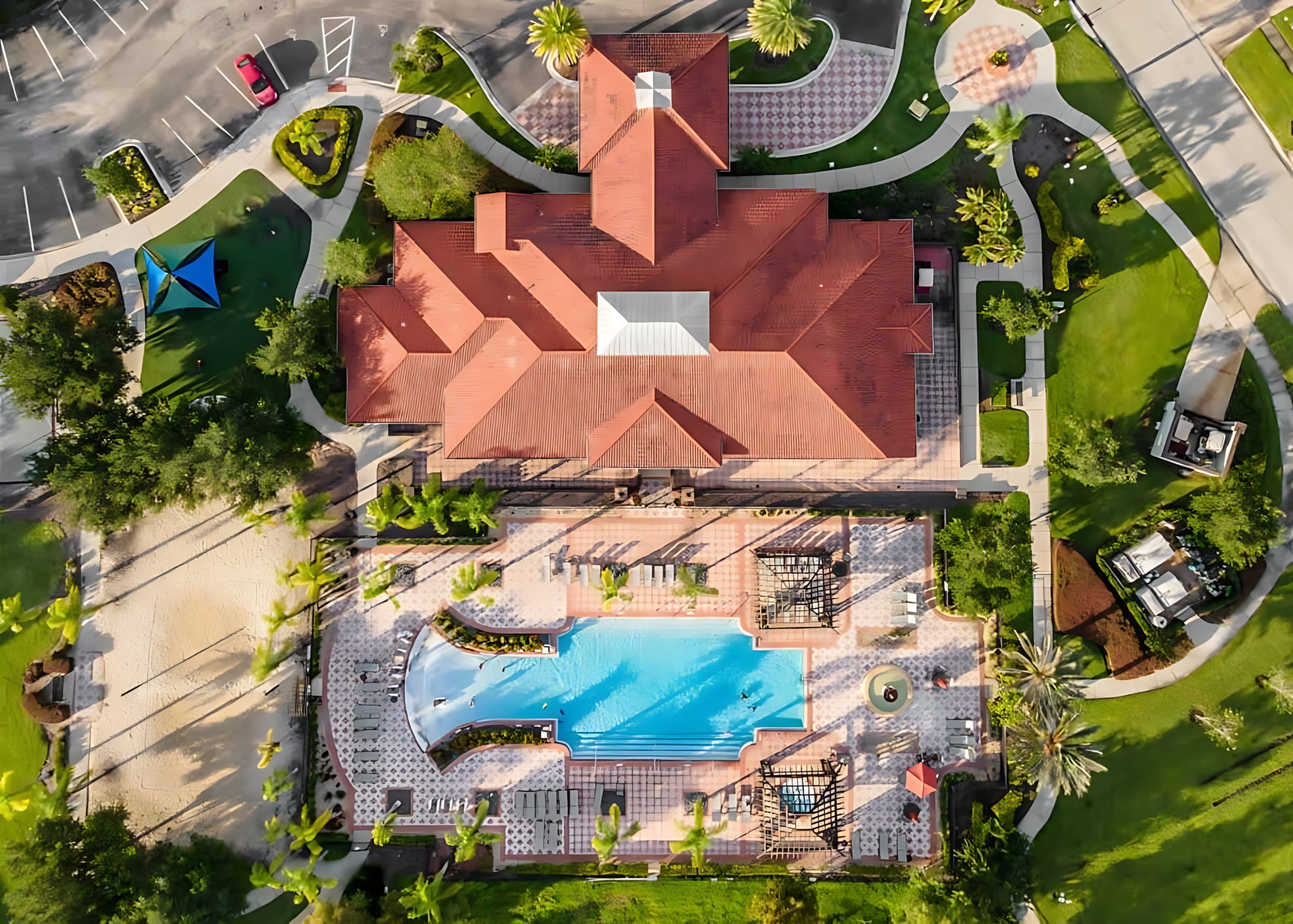 Birds-Eye Perspective Of The Villa And Surrounding Amenities