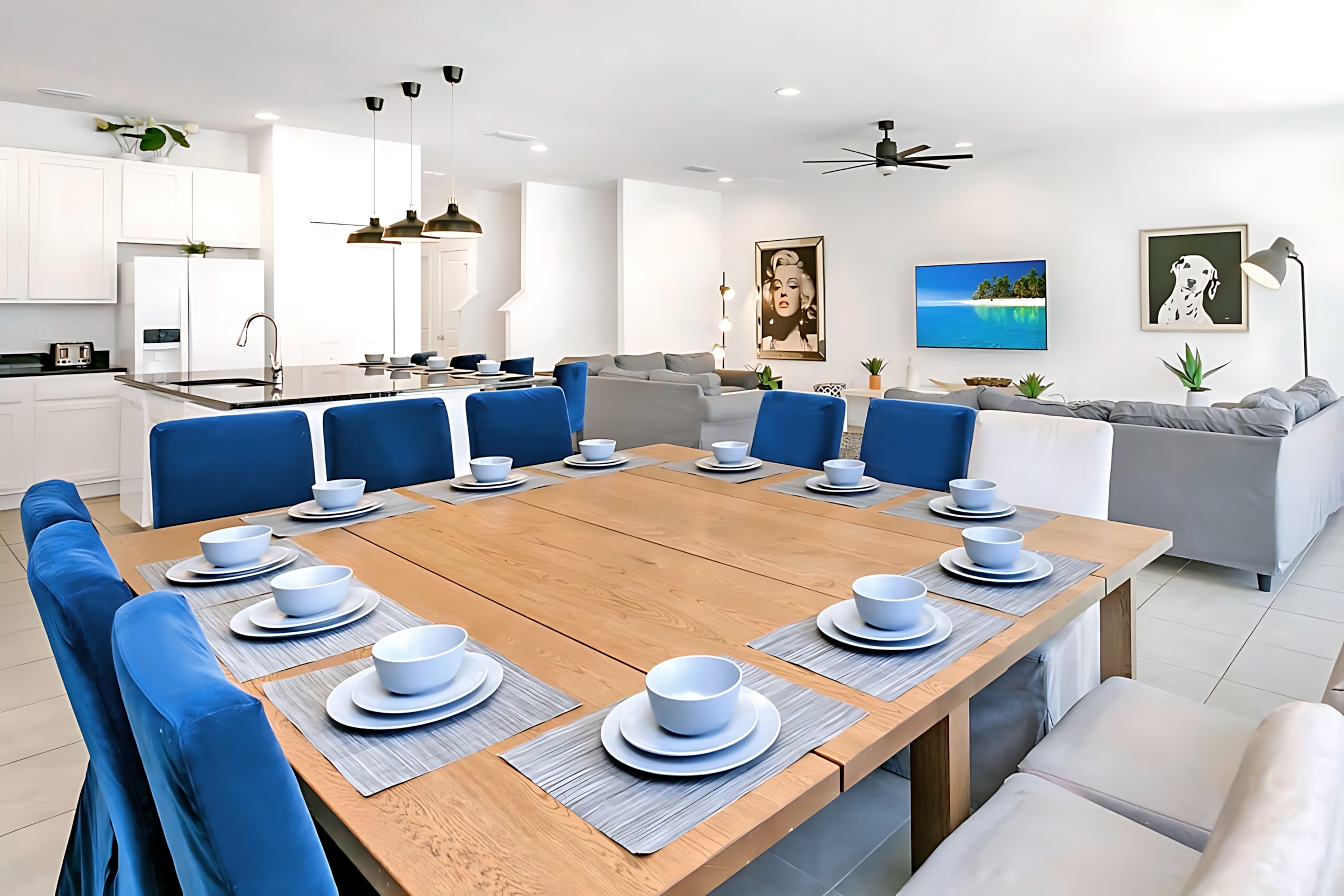 Elegant Dining Area With Seating For 12 And Modern Open Concept Design