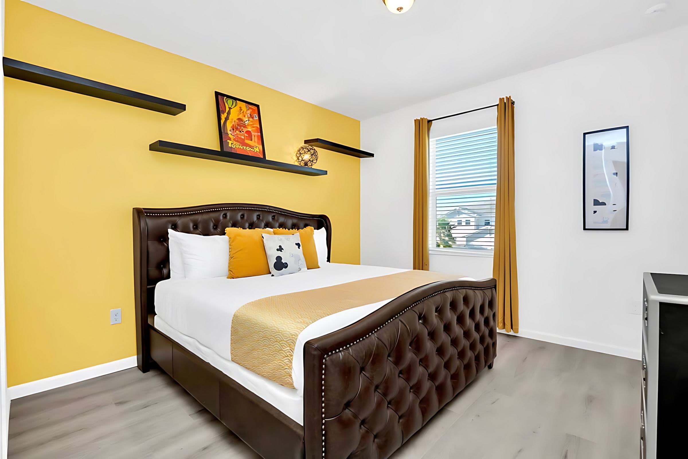 Mickey Mouse themed King bedroom.