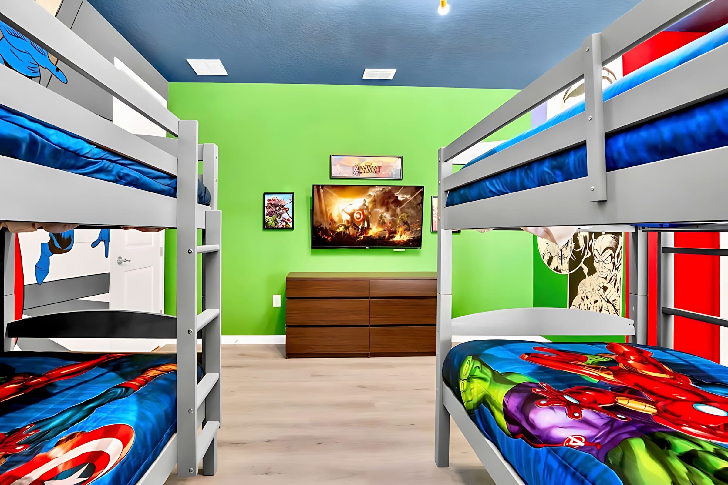 Marvel themed kids bedroom.