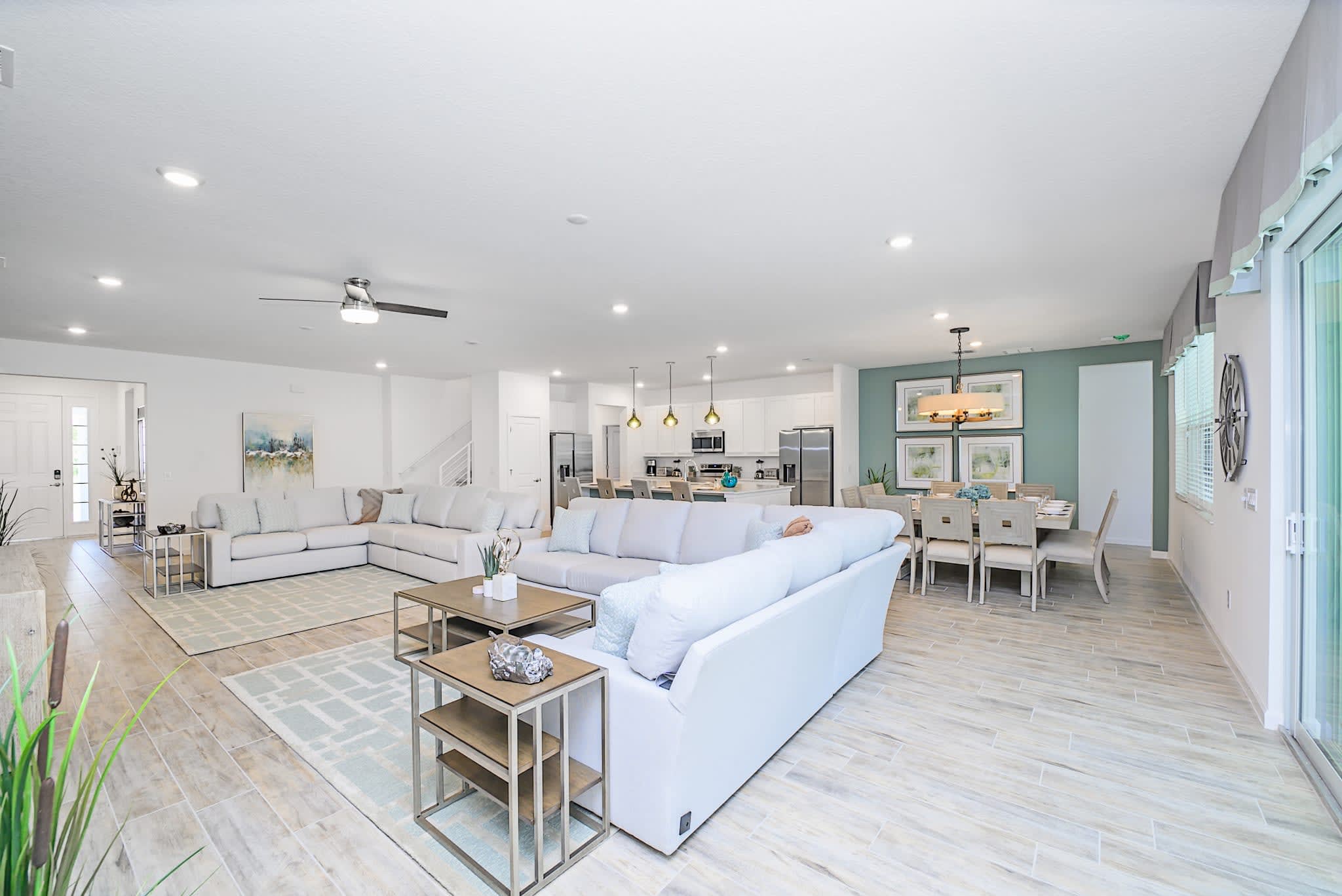 The downstairs area has a spacious open concept design.