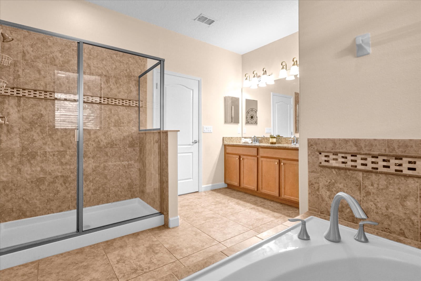 Bathroom with Spa-like Soaker Tub and Large Walk-In Shower
