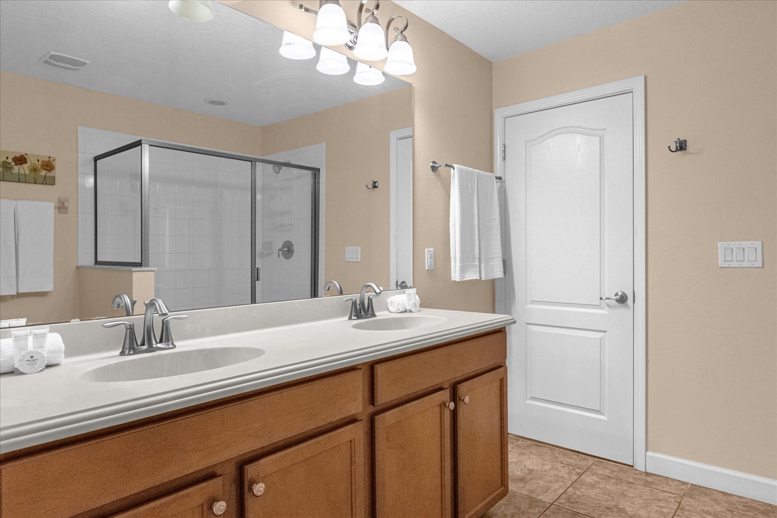 Double Vanity Bathroom with Large Walk-in Shower