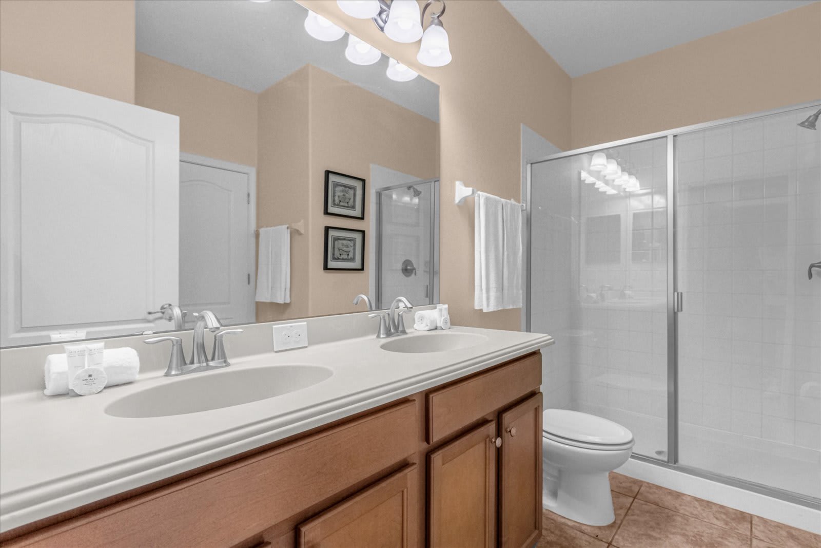 Double Vanity Bathroom with Large Walk-in Shower