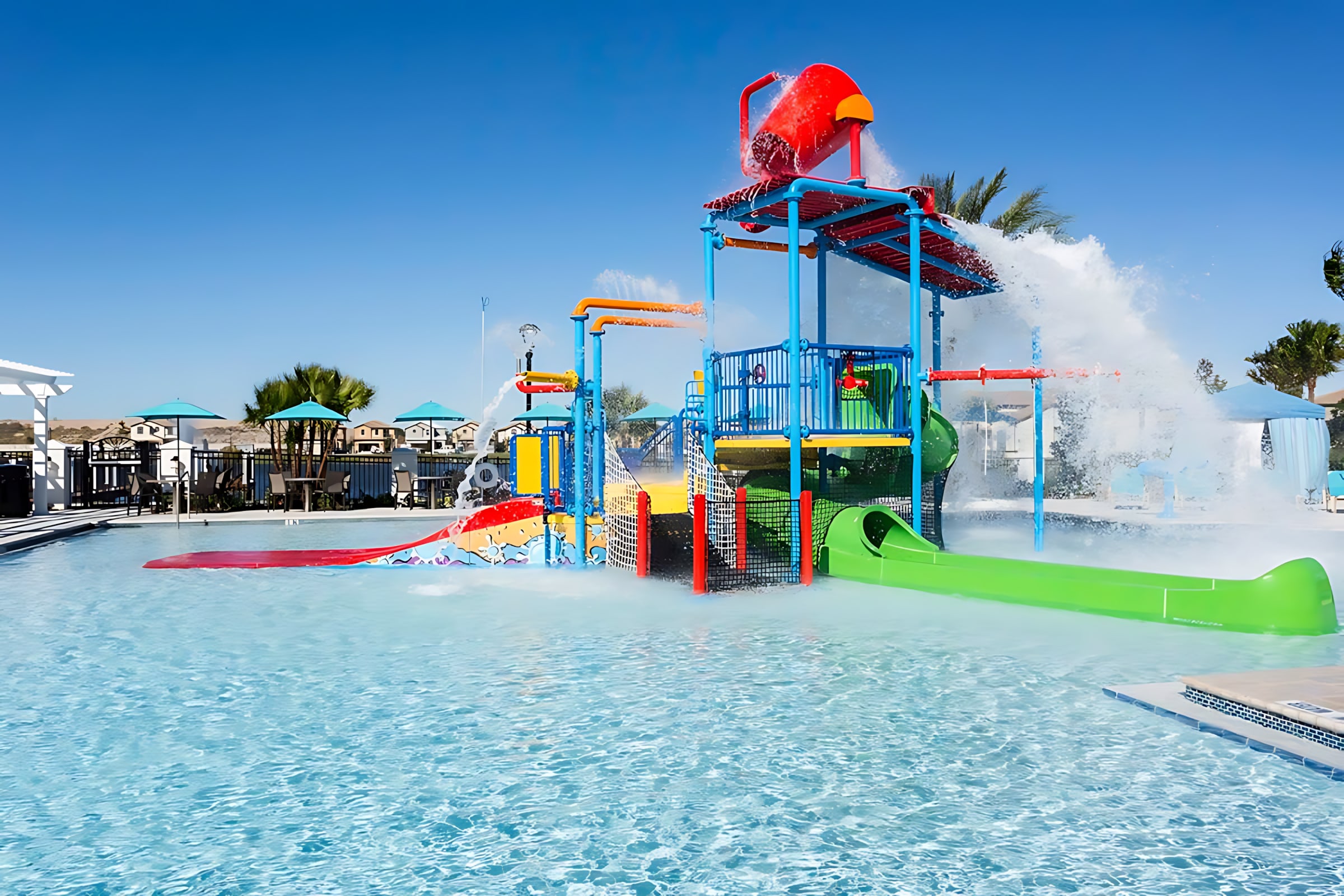 Kids love the splash zone and interactive water park.