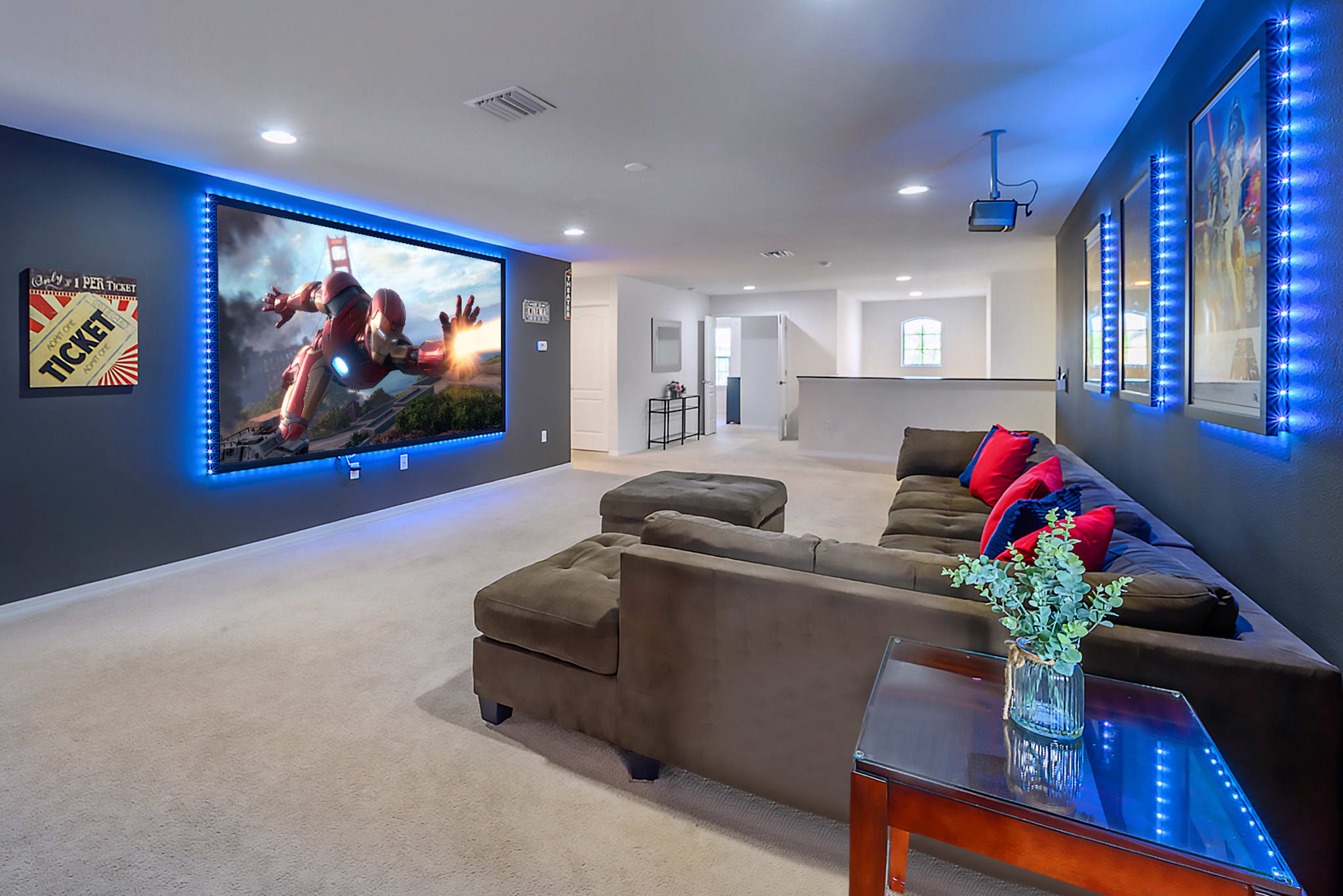 Home Theatre Experience With Plush Seating And A 135-Inch Projector Screen