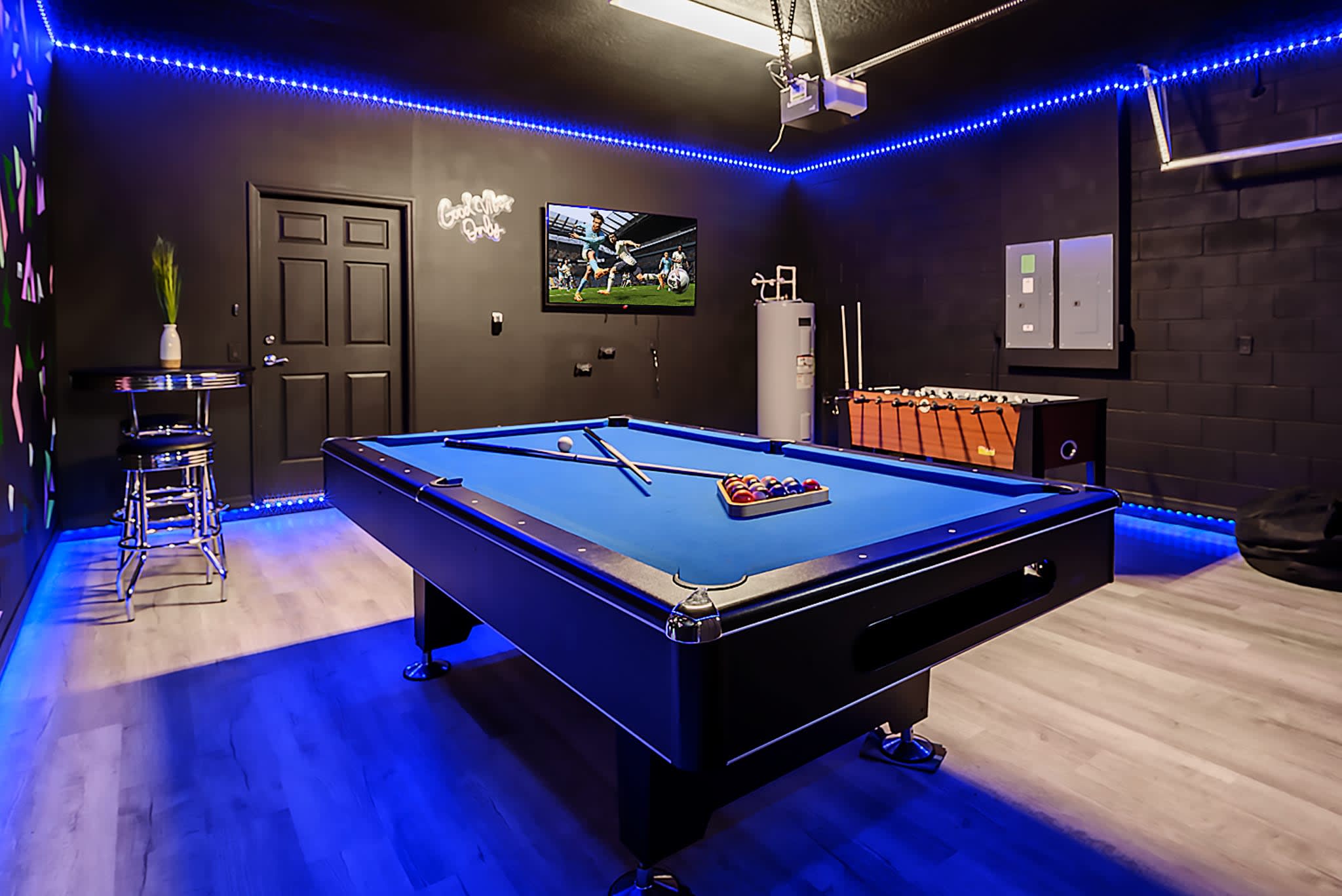 Ultimate Game Room With Pool Table And Lounge Seating