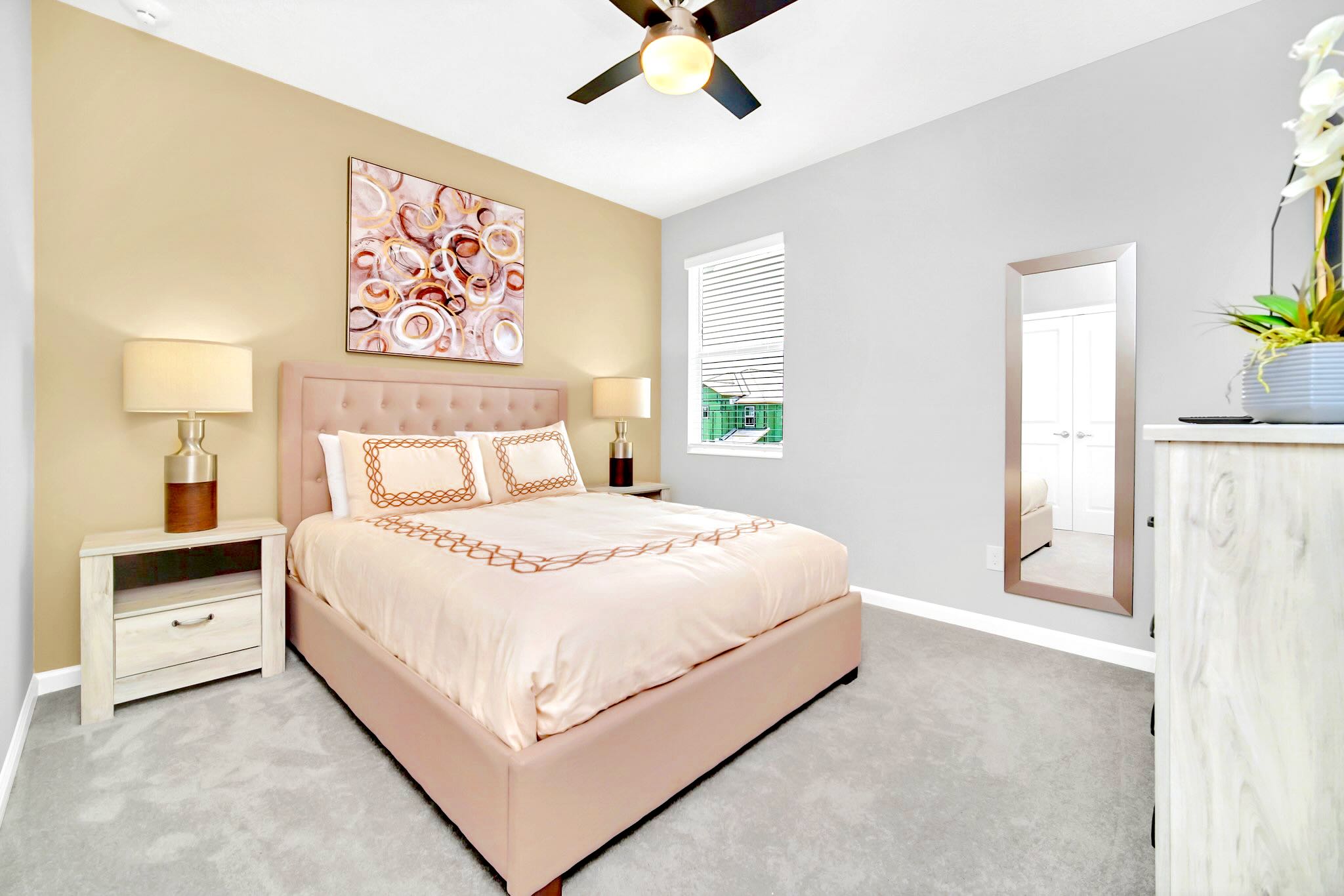 Spacious Queen Bedroom With Modern Decor And Smart TV