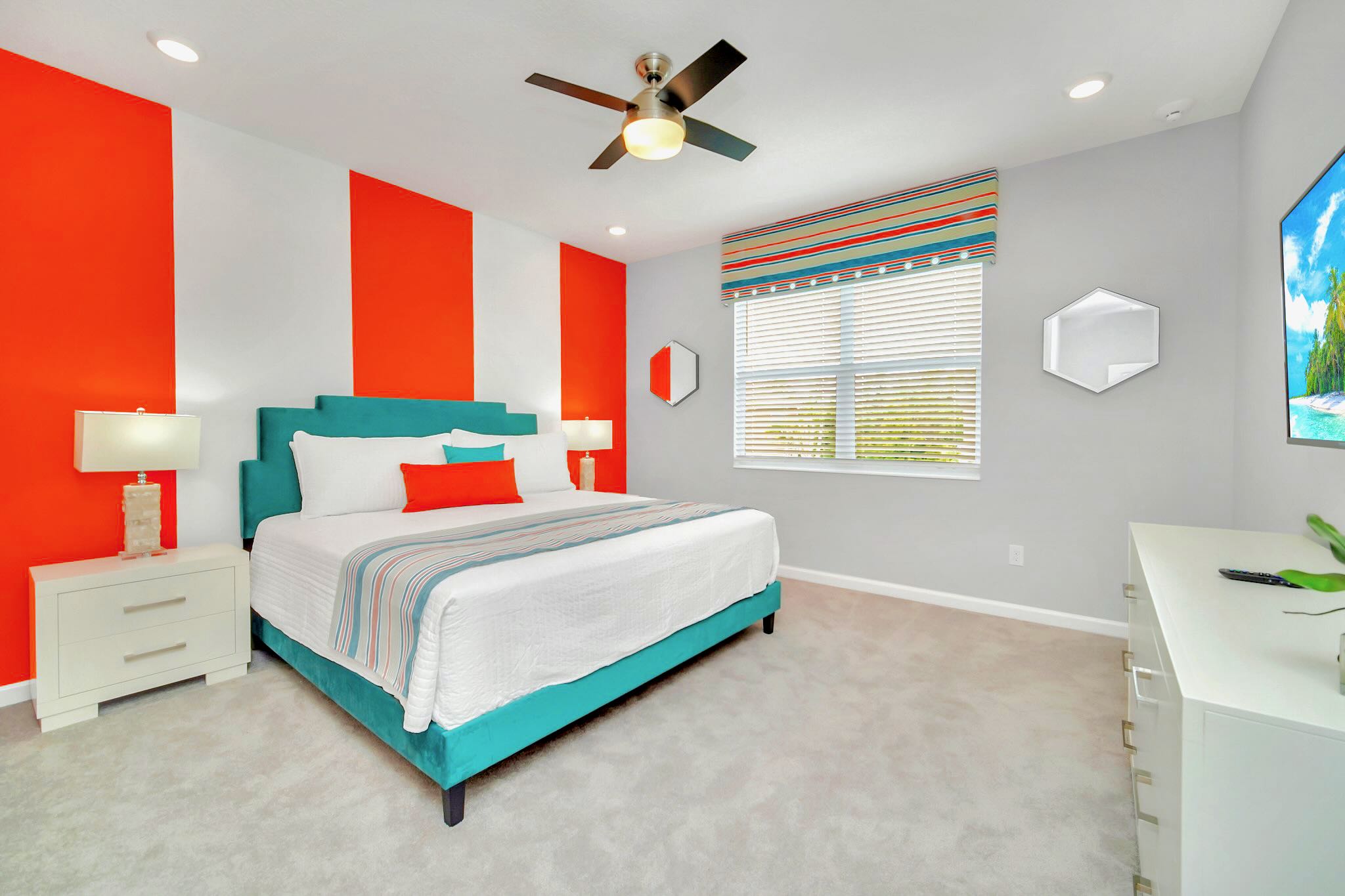 Expansive King Bedroom Featuring Sleek Design And Smart TV