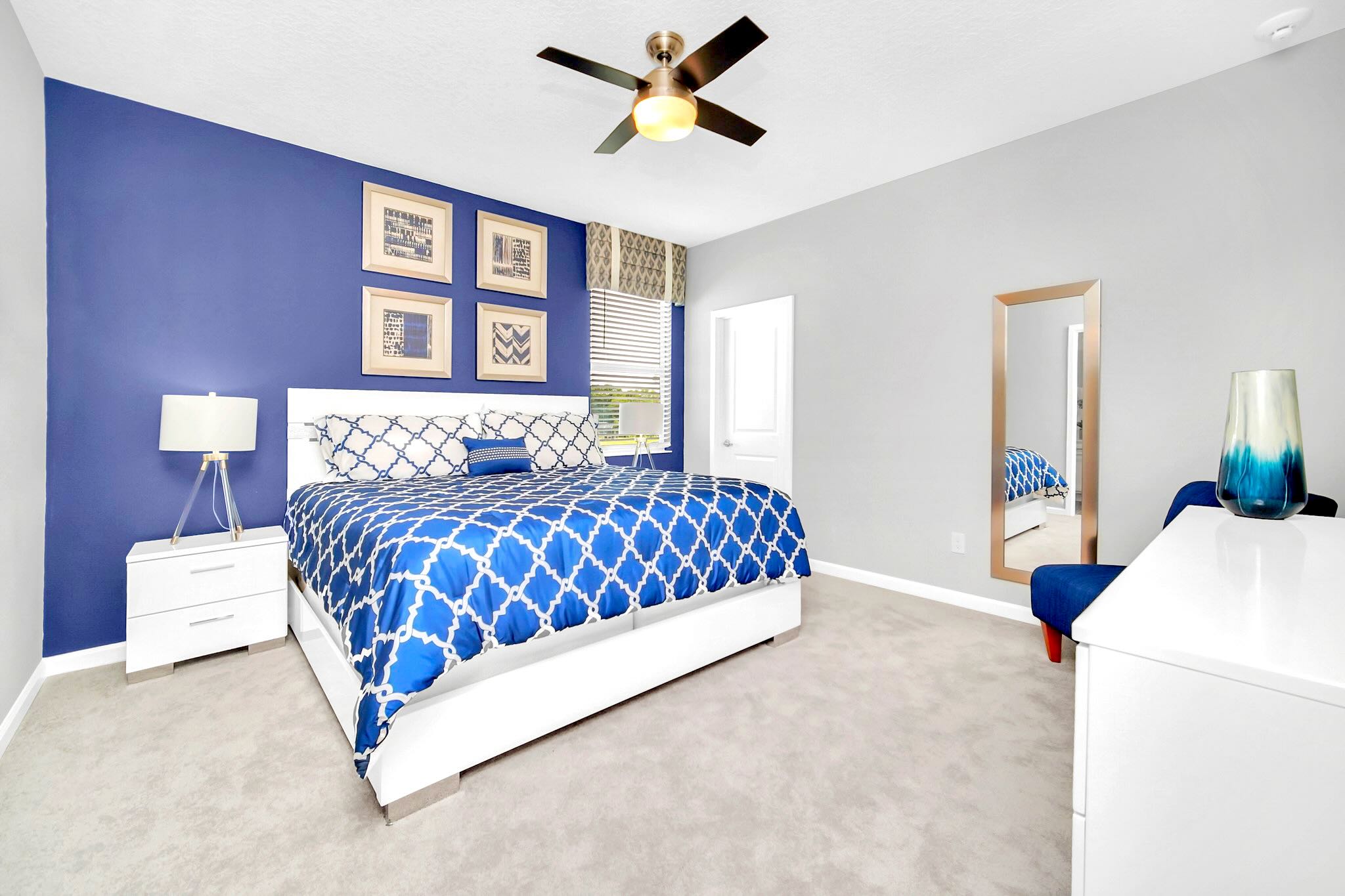 Spacious Queen Bedroom With Modern Decor And Smart TV