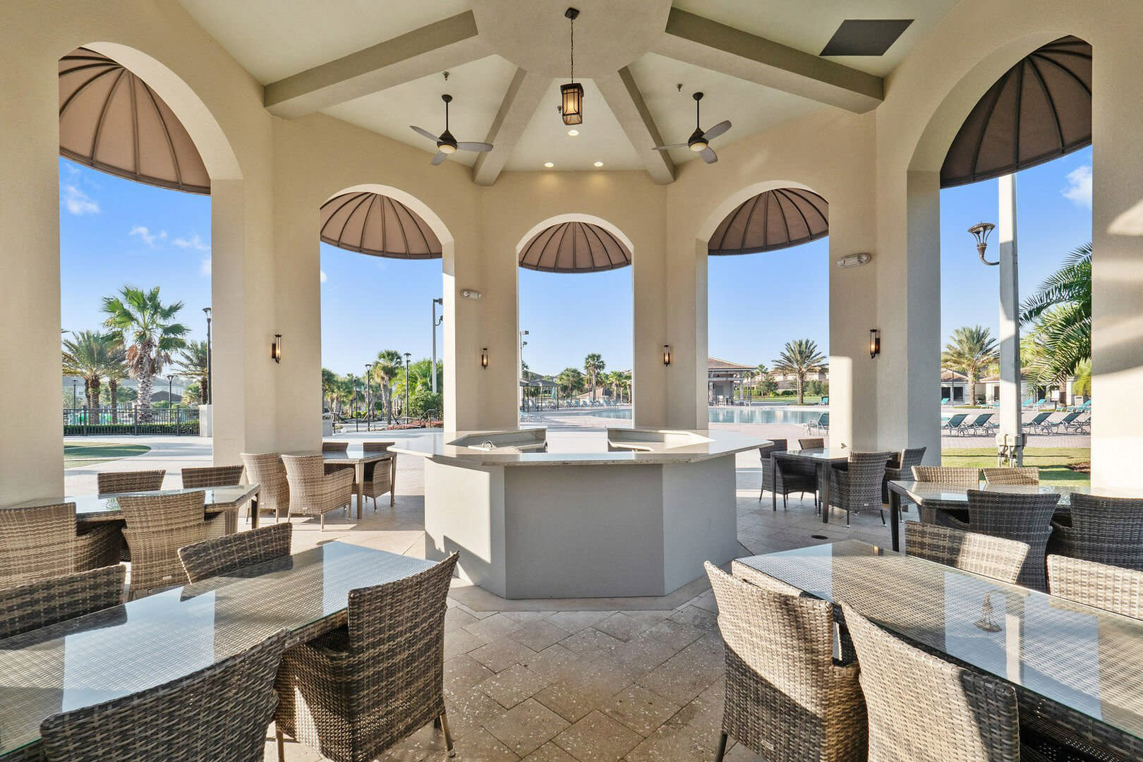 Comfortable Outdoor Seating Area At The Resort’s Clubhouse