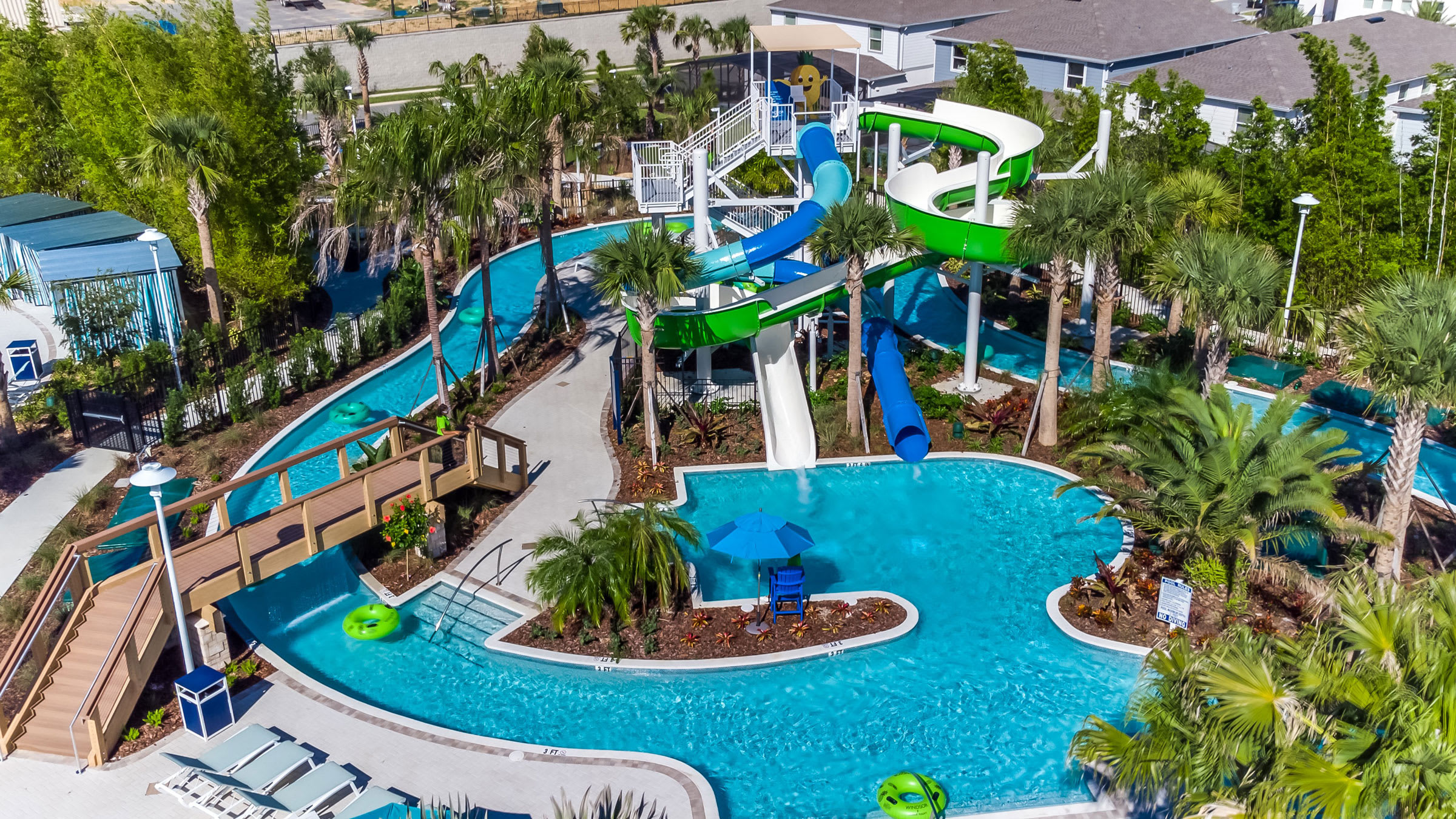 Teens will have hours of fun at the clubhouse waterslides