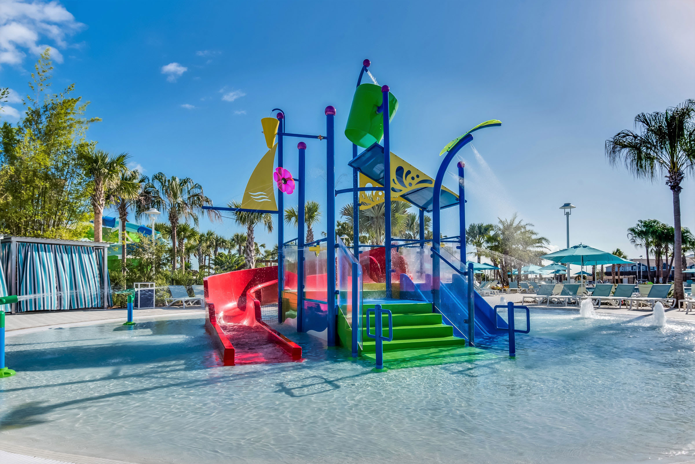 Kids will love the splash pad water playground