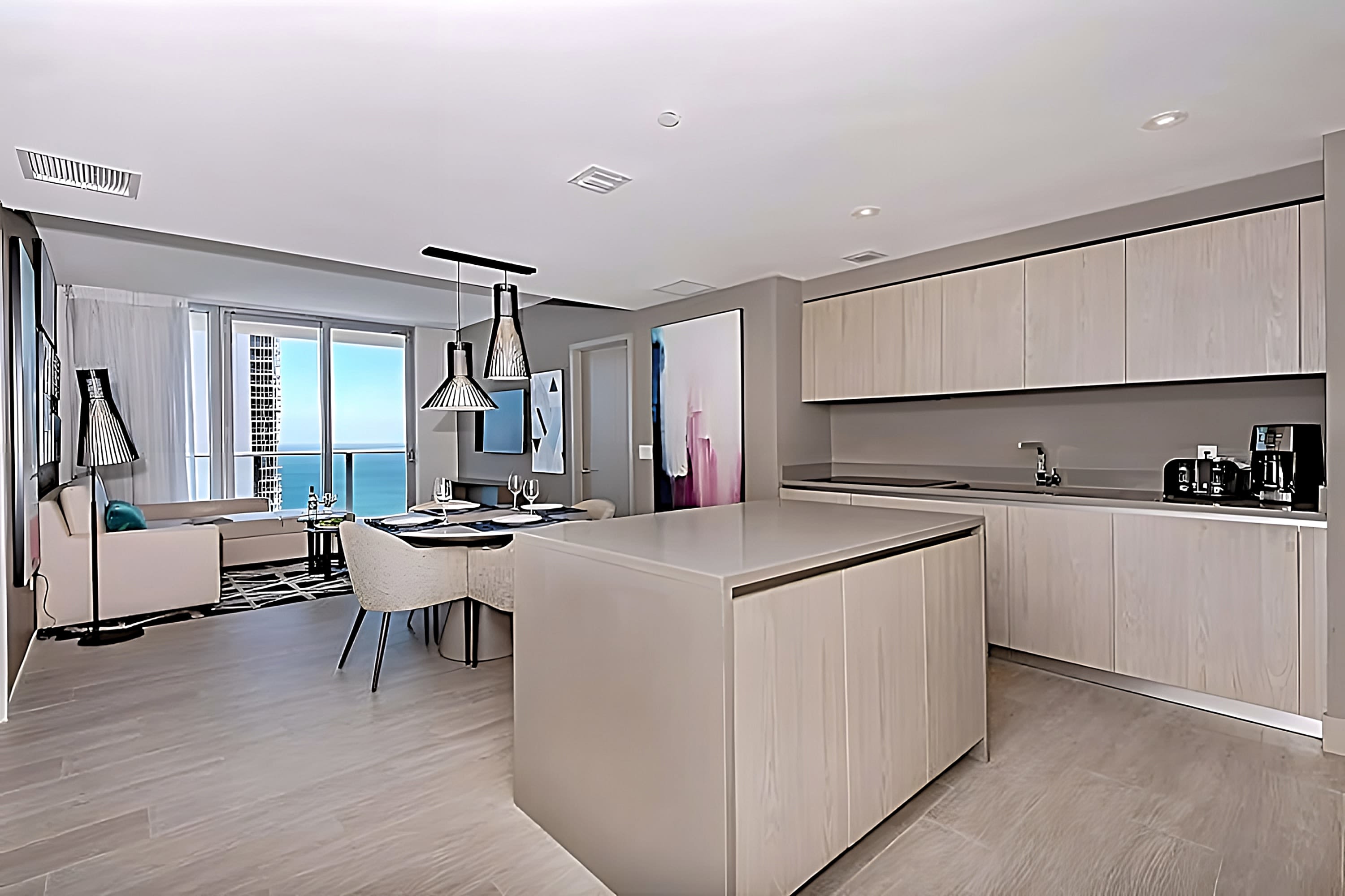 Apartment with amenities and oceanfront balcony