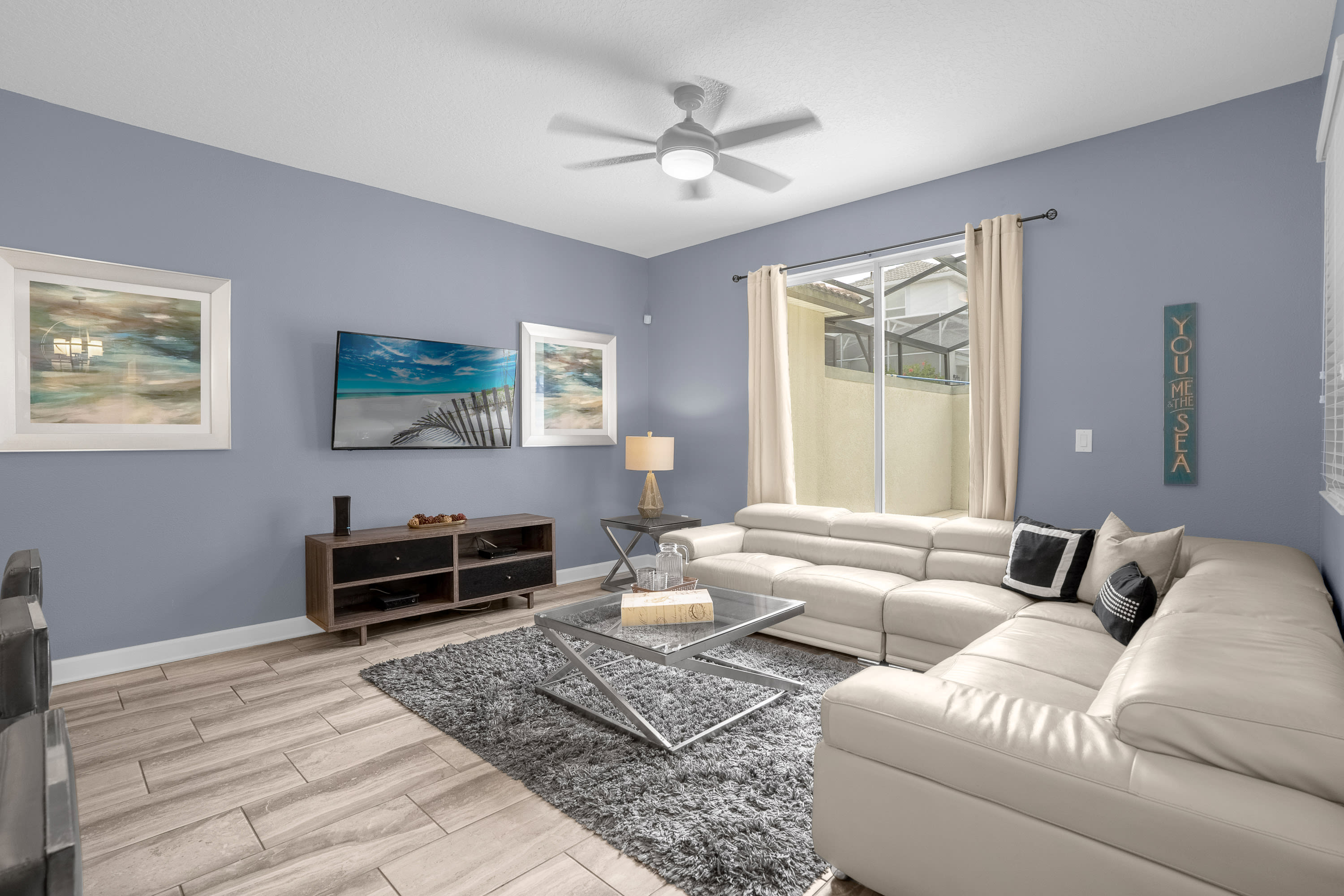 Large Group-Friendly Living Room with Smart TV