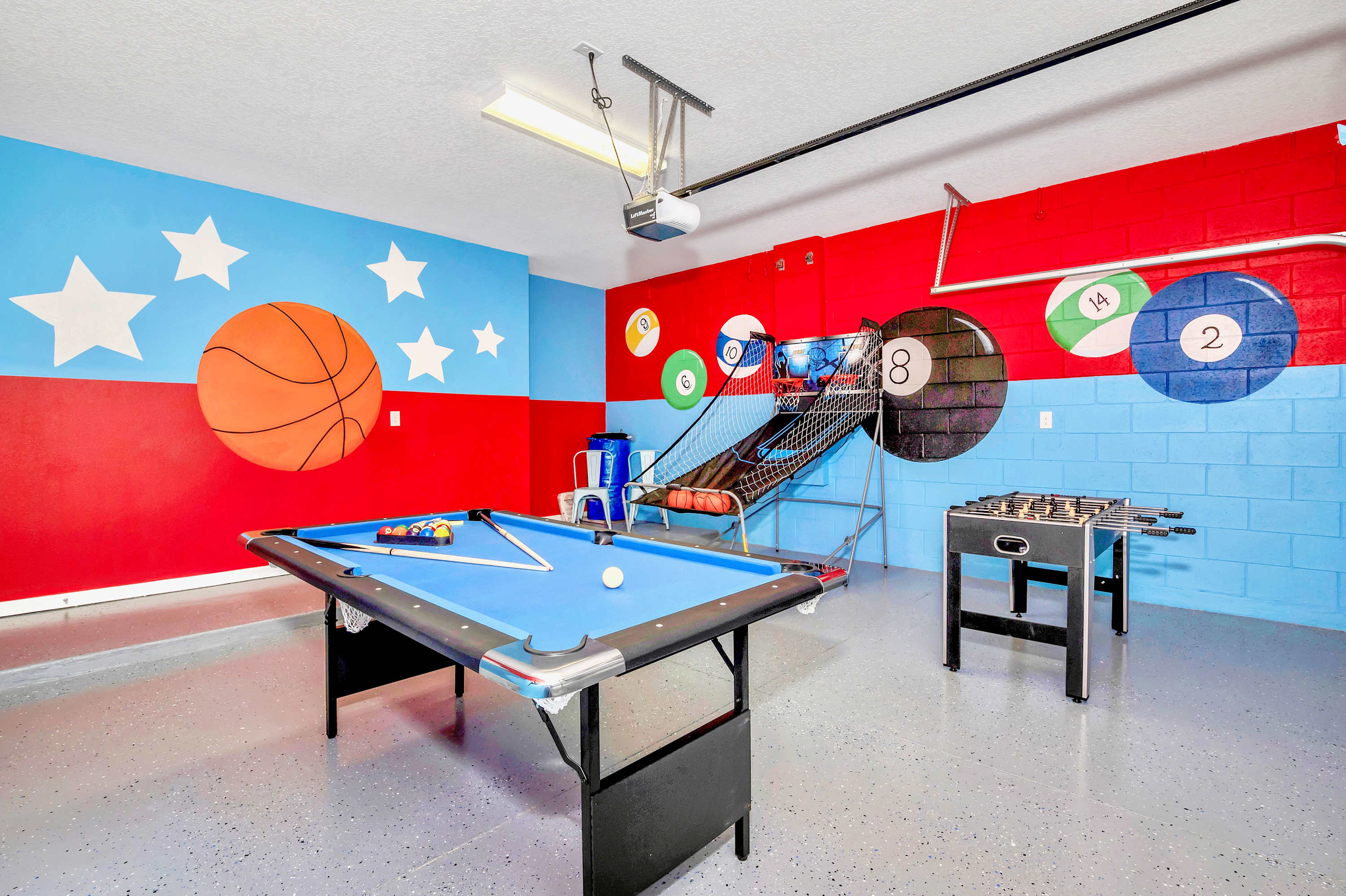 Private Games Room with Pool table and Foosball