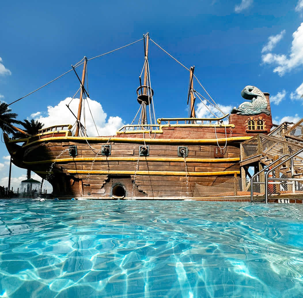 Dive Into Adventure With The Resort’s Iconic Pirate Ship Pool Design