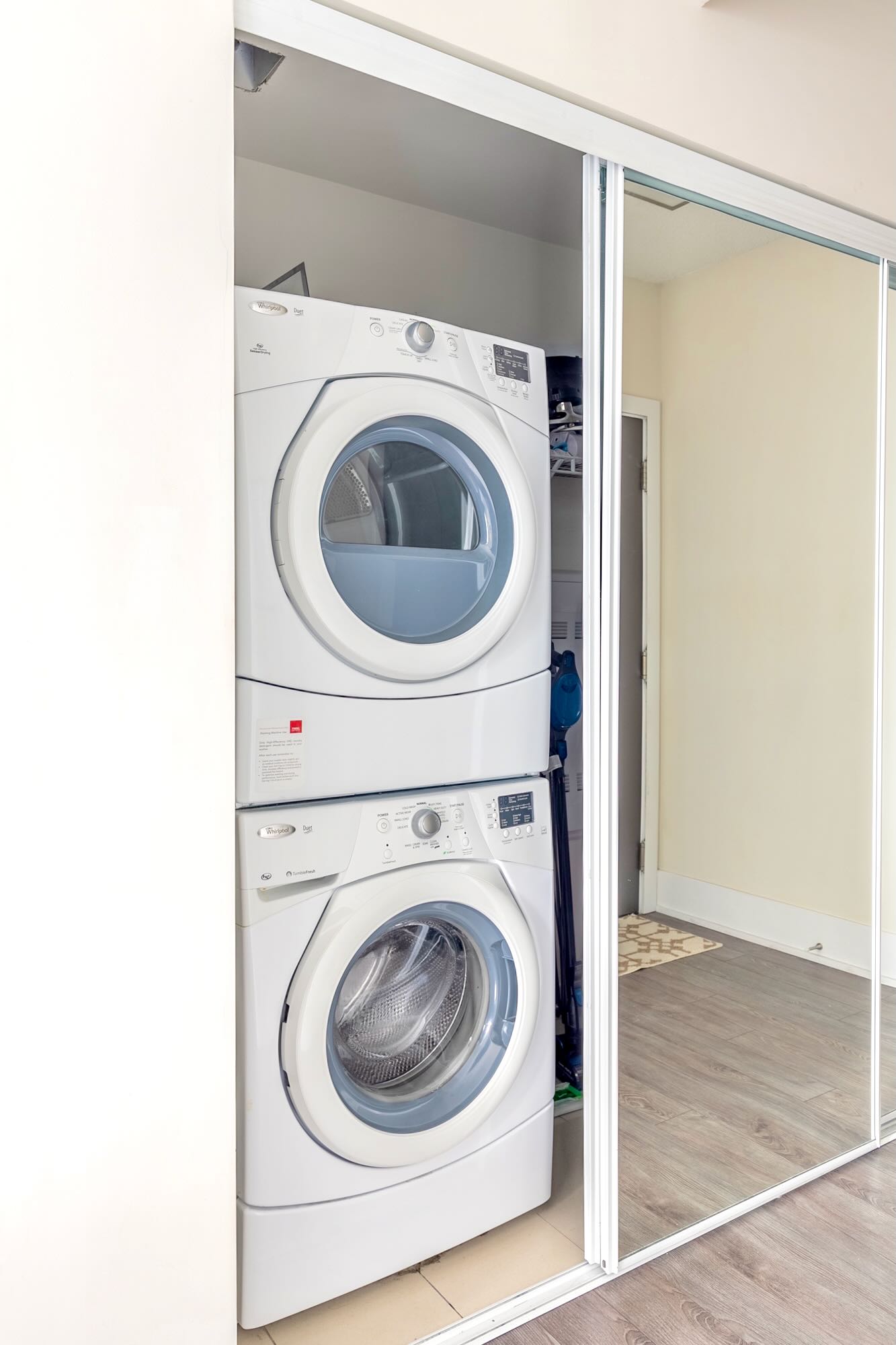 In-suite laundry with complimentary detergent.