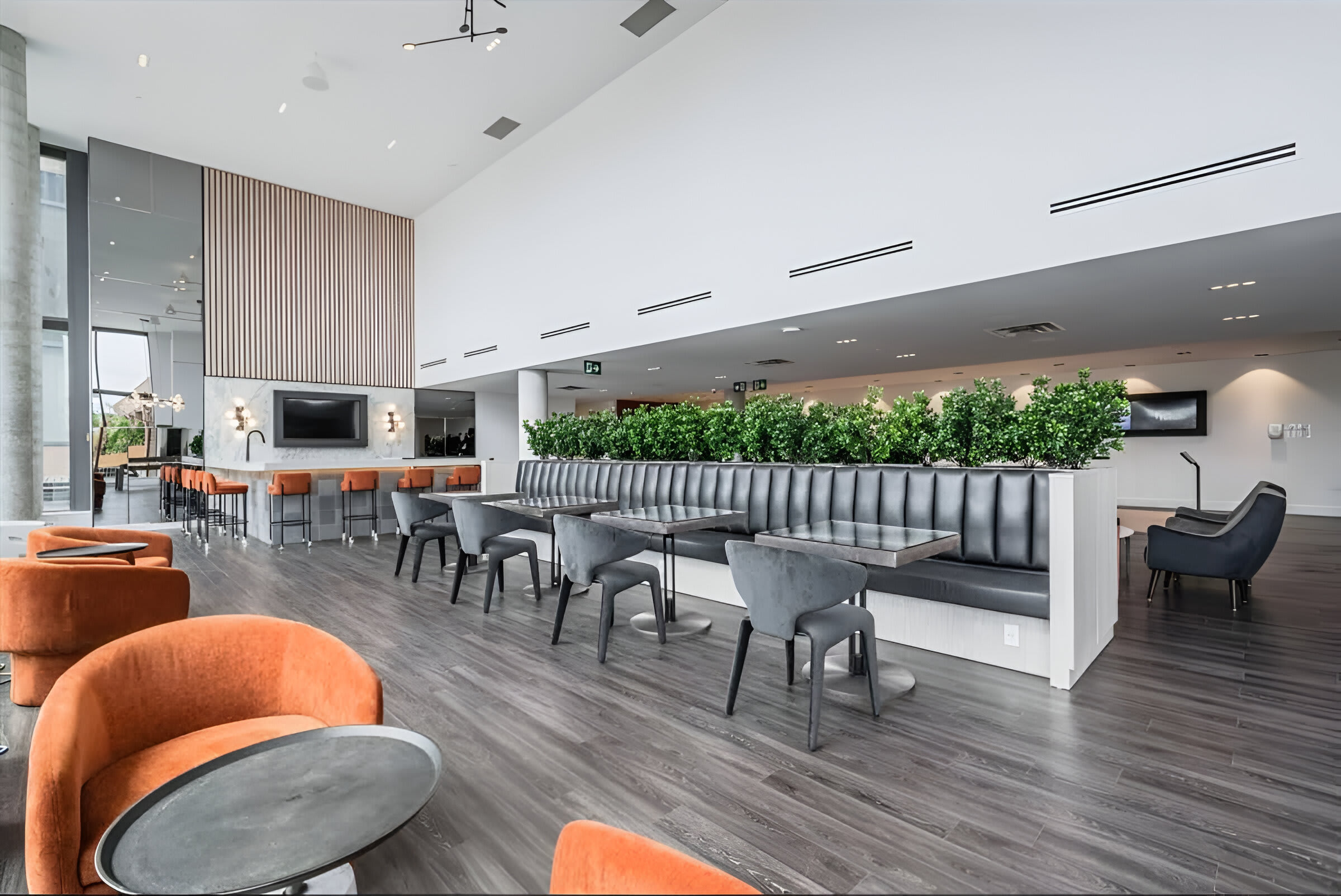 Stylish Lounge With Modern Seating And Sleek Workspaces