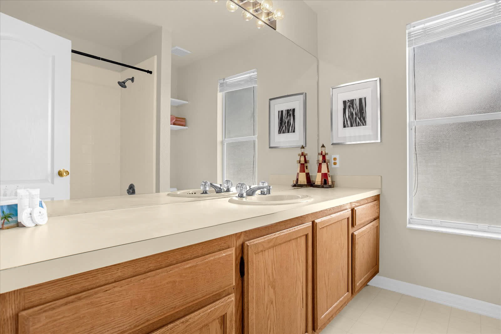 Large Modern Bathroom with Standing Shower