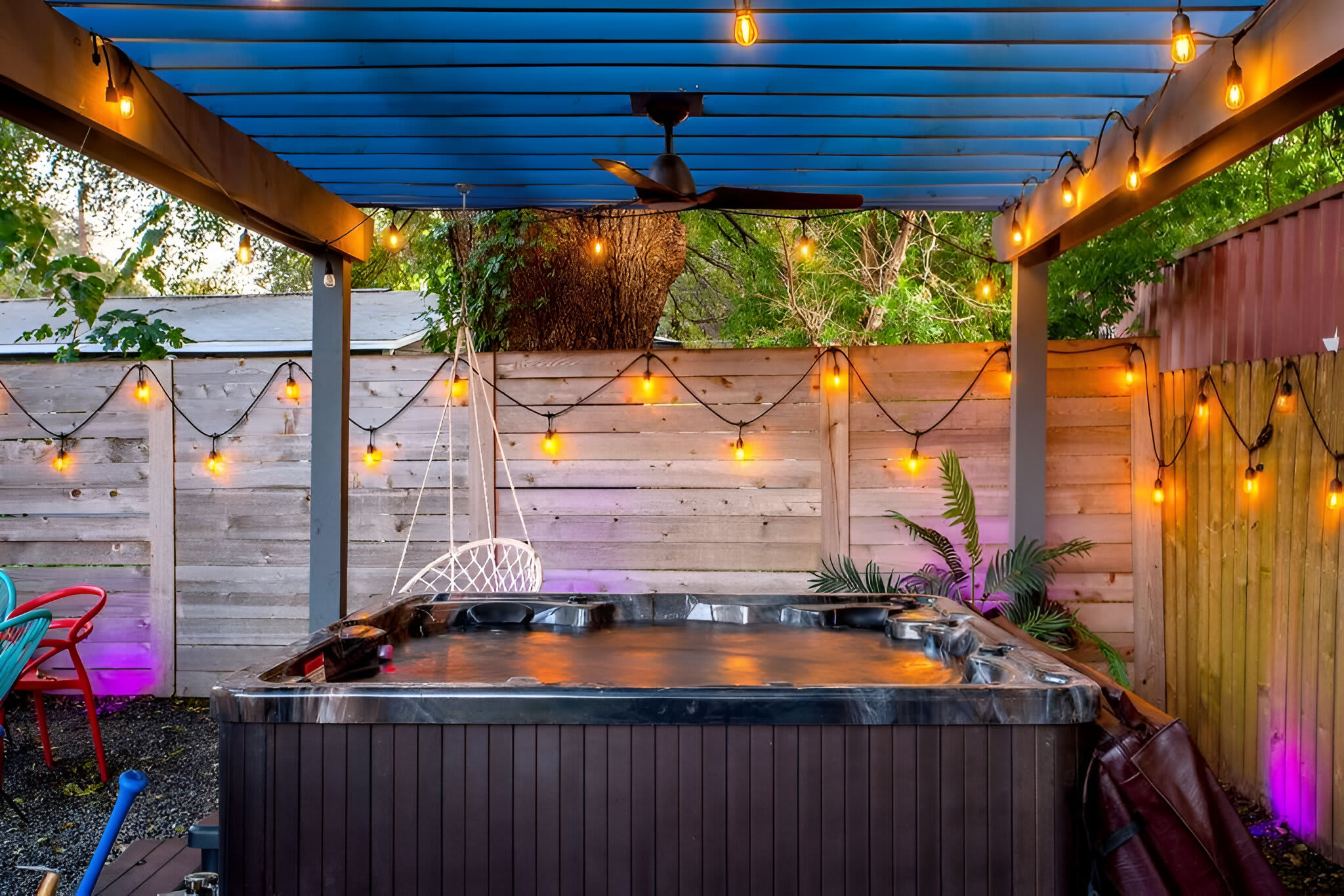 Private bubbly hot tub