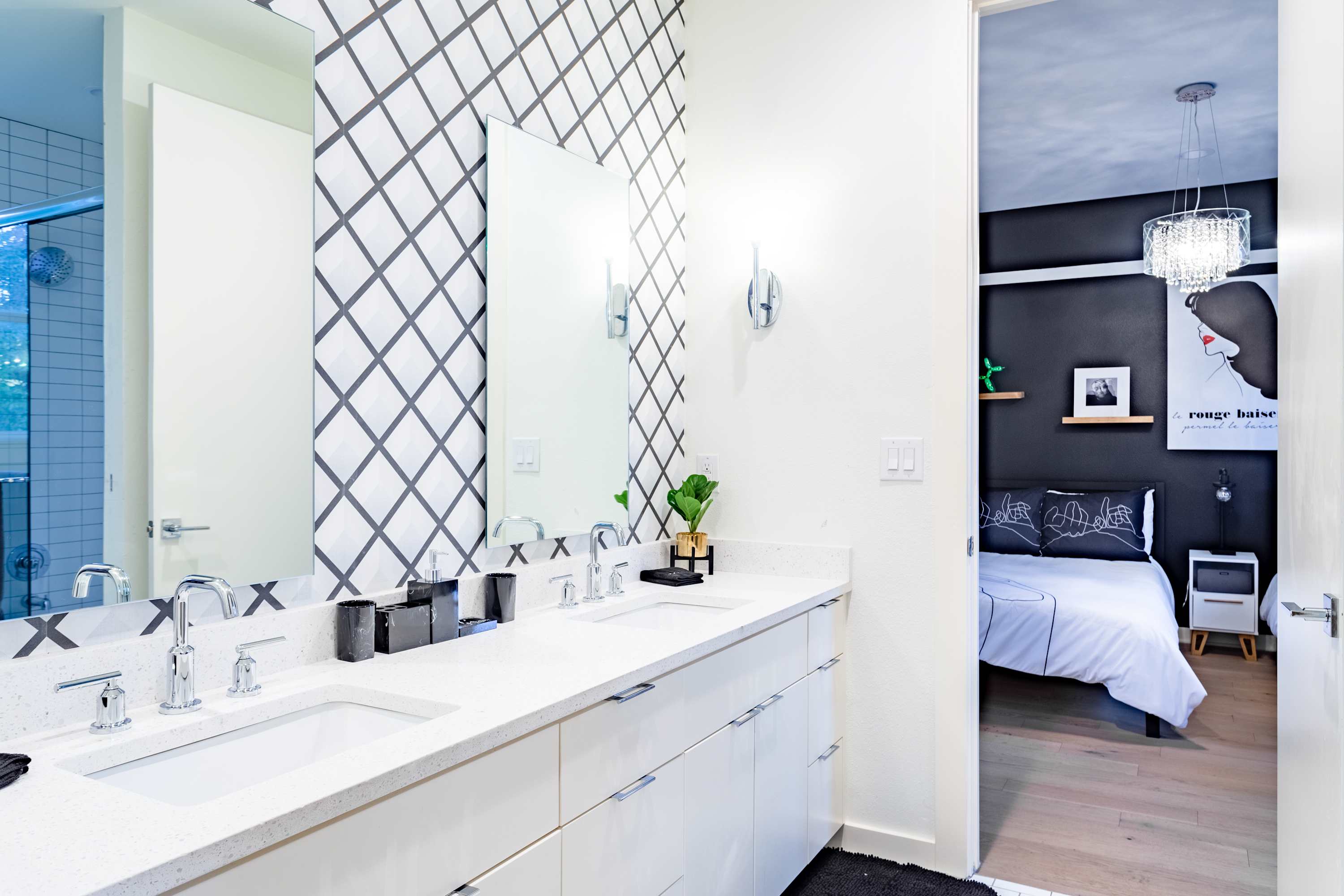 Spacious Double Vanity Bathroom with Modern Decor