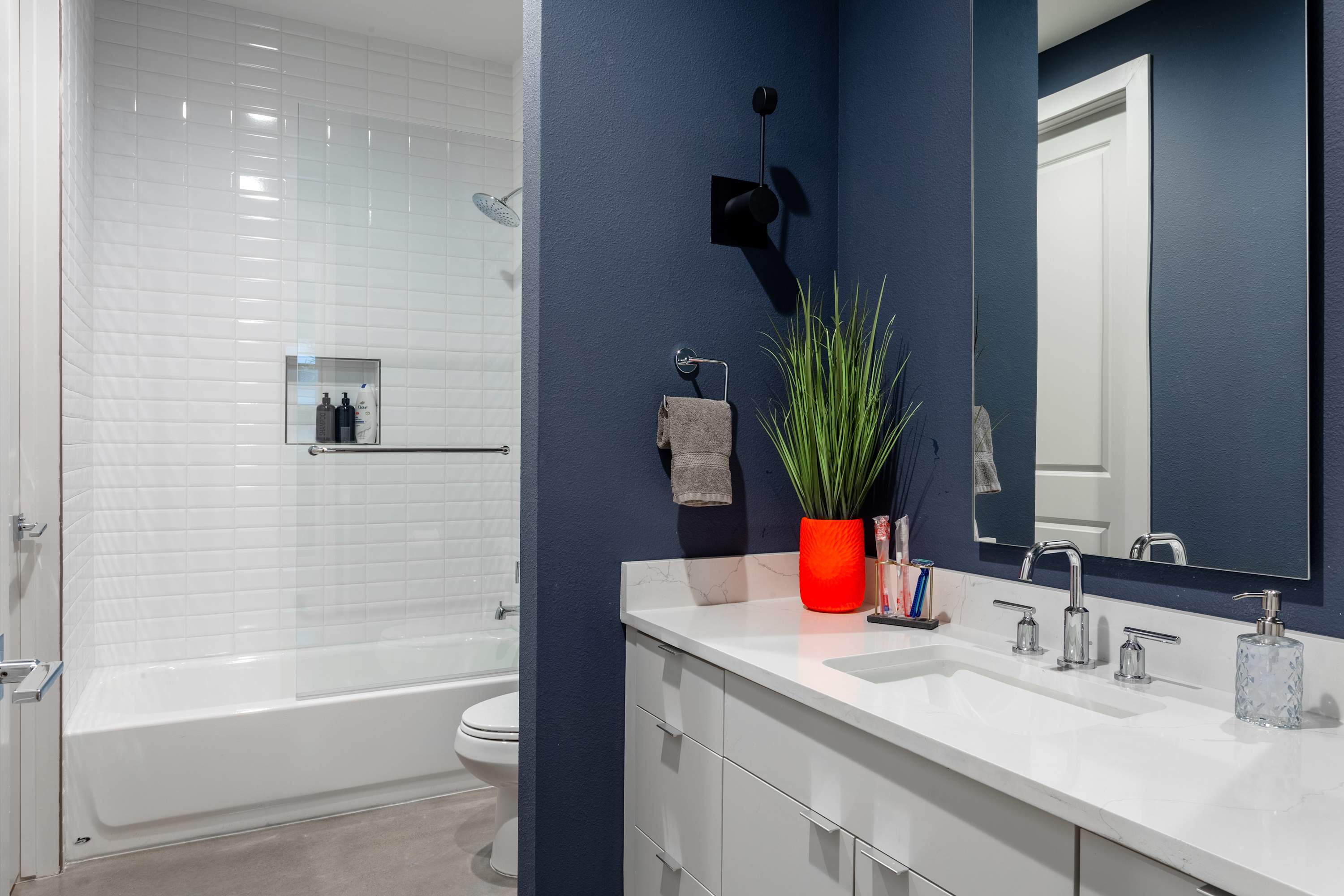 Modern Bathroom with Shower-in-Tub Design