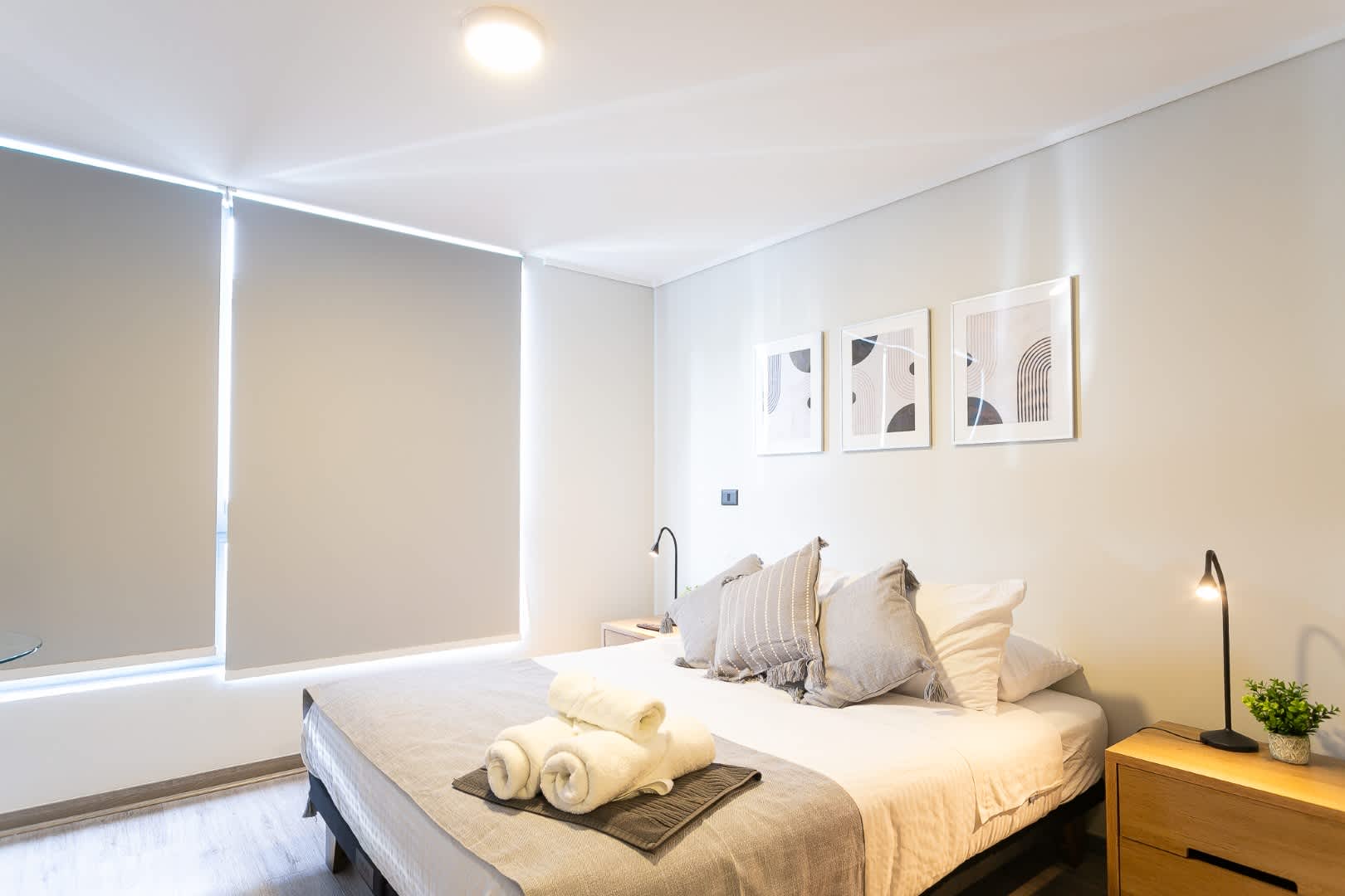 Relax in this cozy, modern studio with stylish decor and ample natural light, perfect for a serene getaway.